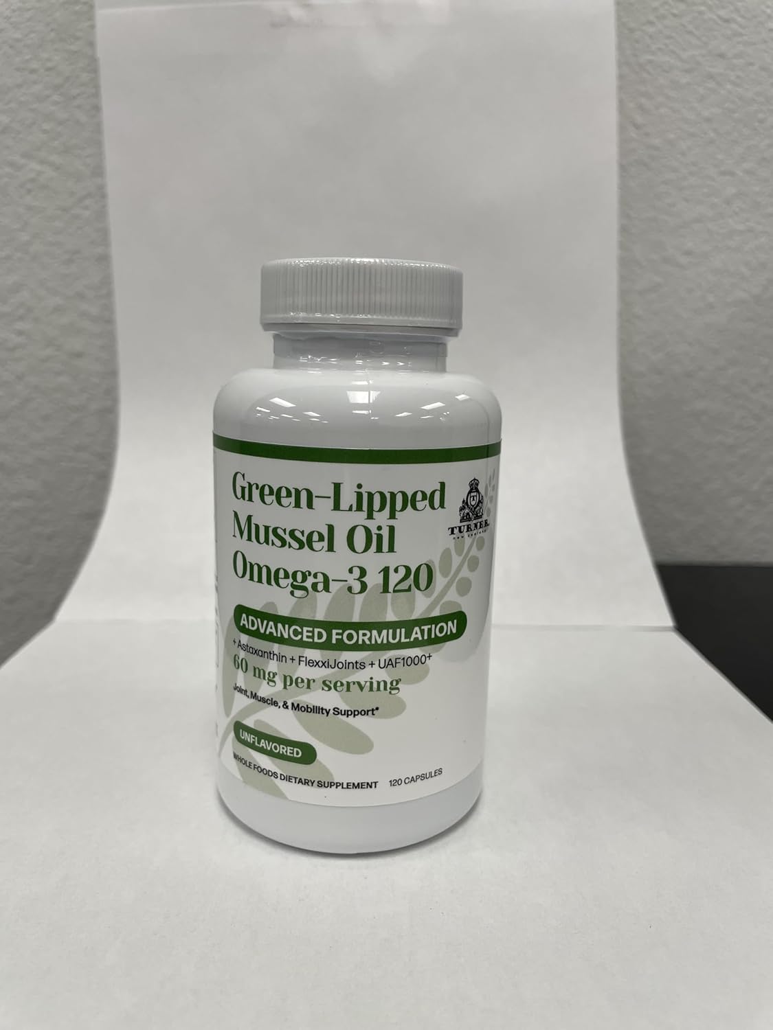 TURNER Green Lipped Mussel Oil with UAF1000+ Antioxidant, High Potency Omega-3 for Joint Comfort, 120 Softgels