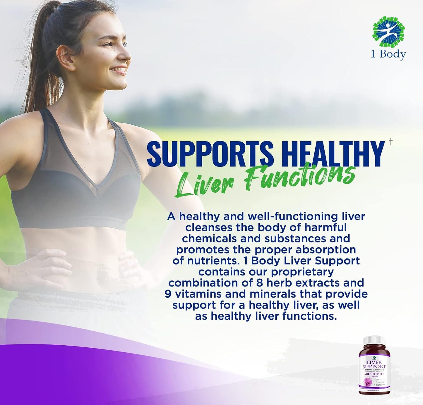 Twin Pack Body Liver Support Supplement with Milk Thistle & Dandelion, 60 Capsules Each for Detox & Cleansing