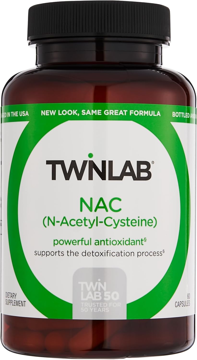 Twinlab N-Acetyl-Cysteine (Nac) 600mg Capsules - Antioxidant Supplement for Men and Women