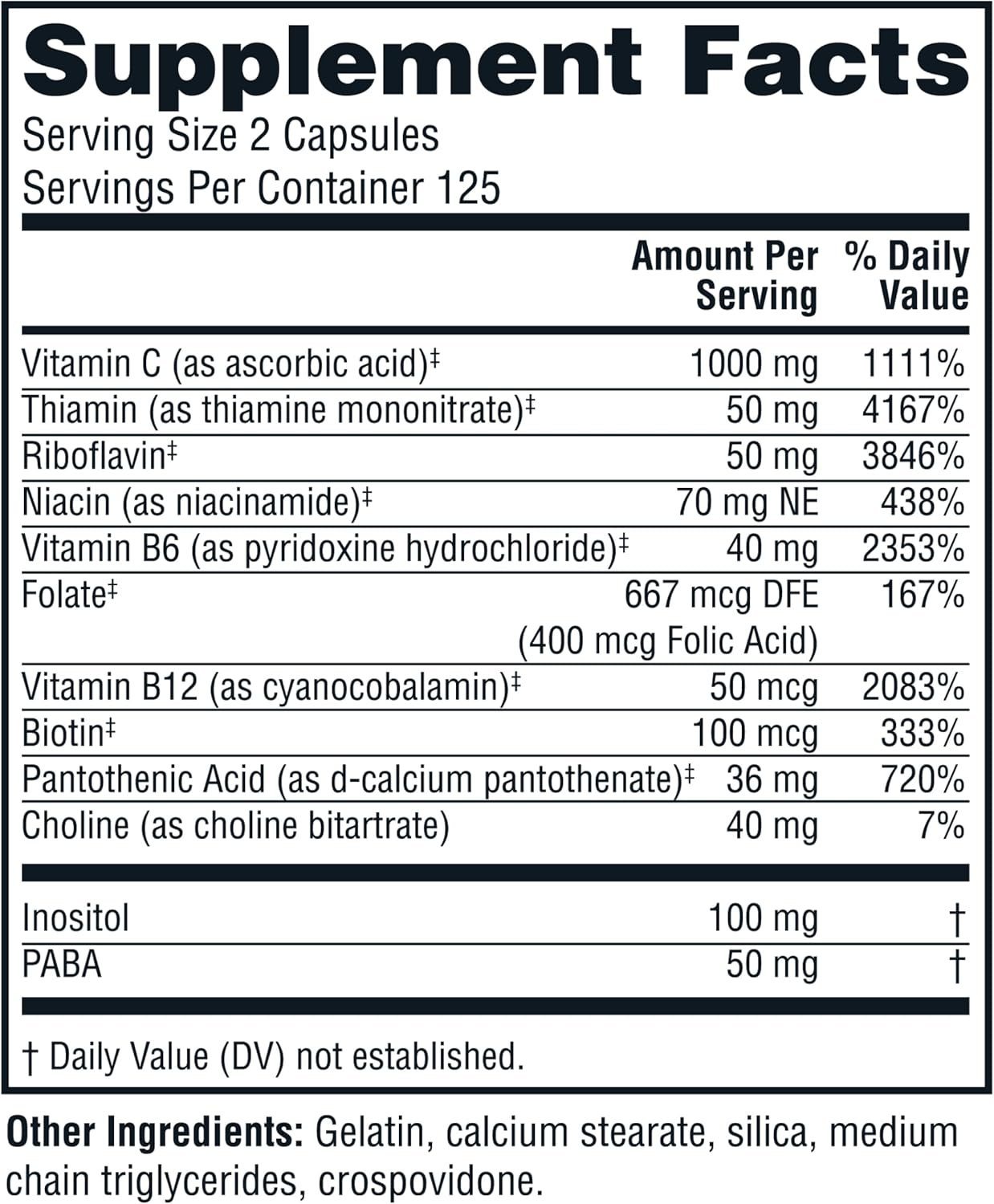 Twinlab Stress B-Complex Capsules - Energy Support with B12 and B6 - 250 Count
