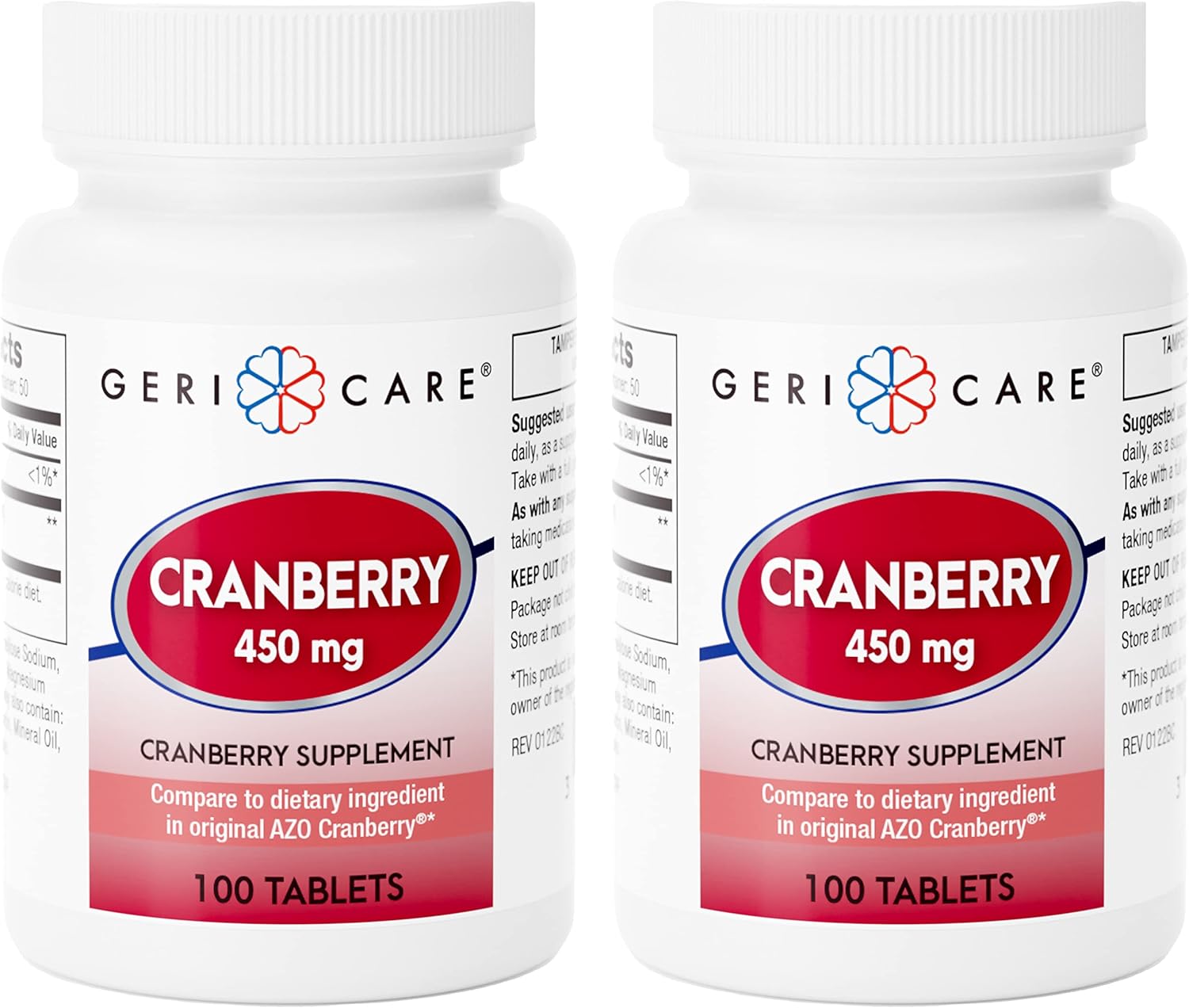 Two-Pack GeriCare Cranberry Supplement Pills - 100 Tablets x 450mg