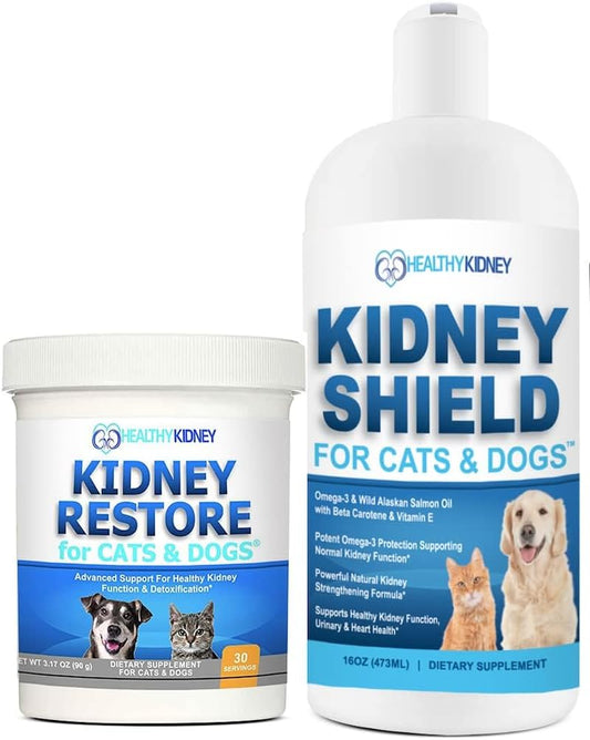 Two-Pack of Kidney Restore and Kidney Shield Supplements for Cats and Dogs