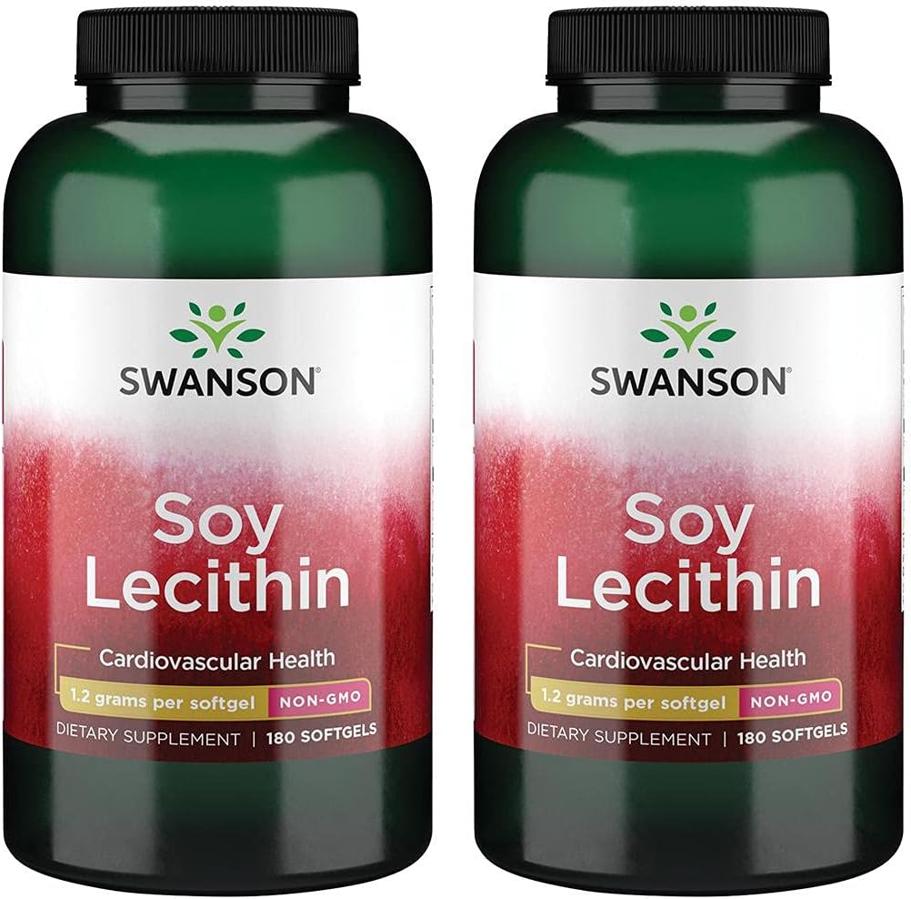 Two-Pack Swanson Premium Brand Non-GMO Soy Lecithin Softgels 1.2 g - 180 Count