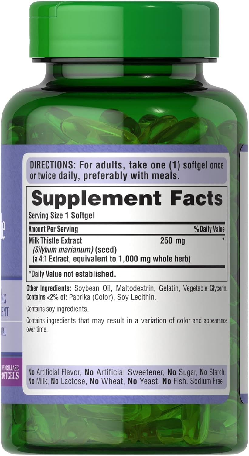 Two Packs of Puritan's Pride Milk Thistle, 180 Count - Liver Health Support Supplement
