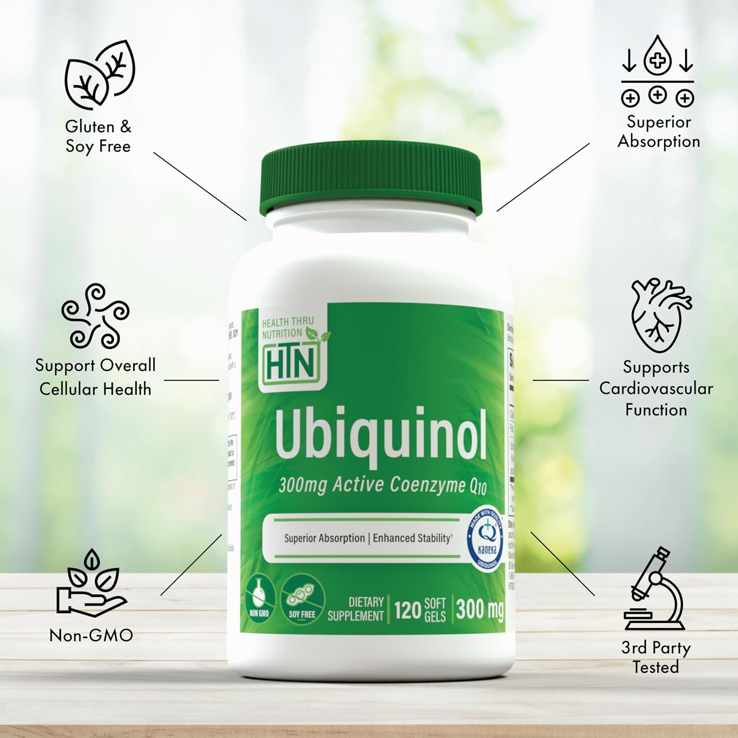 Ubiquinol 300mg Softgels | Kaneka QH CoQ-10 | Cardio & Mitochondria Support | Non-GMO | 3rd Party Tested
