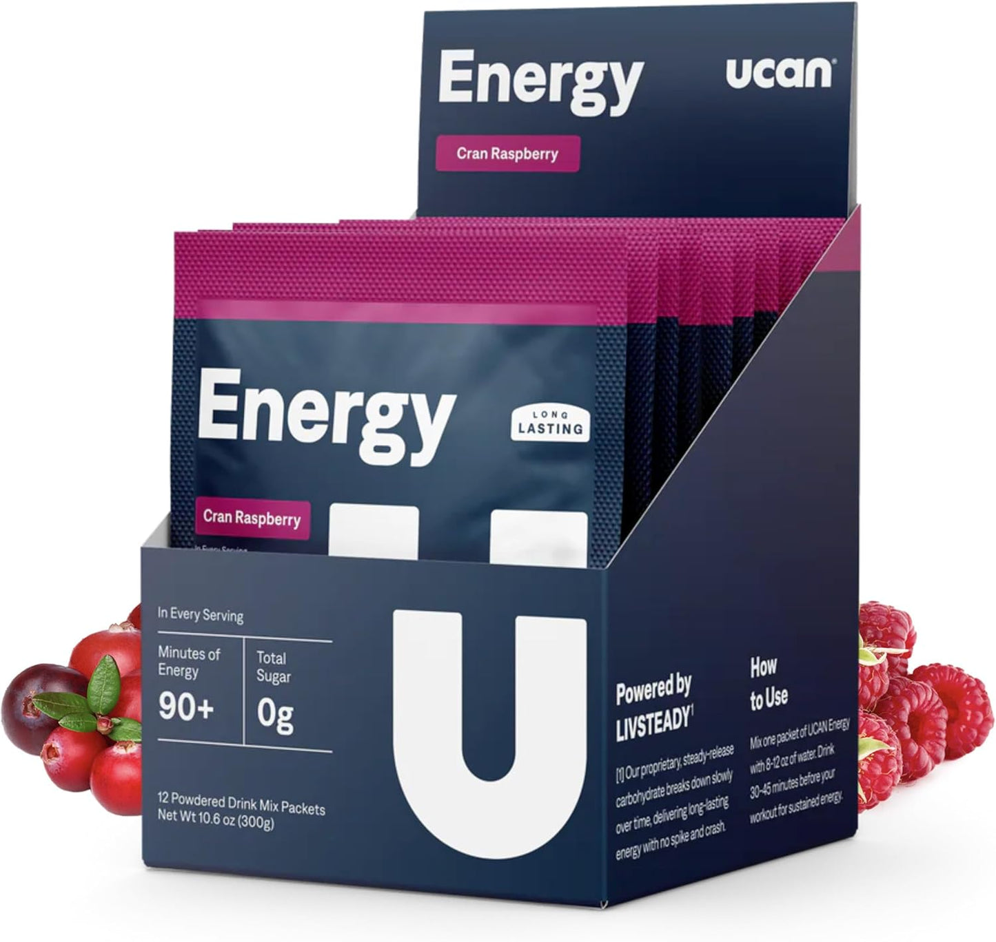 UCAN Cran-Raz Energy Powder - Keto, Sugar-Free Pre & Post Workout for Men & Women - Non-GMO, Vegan, Gluten-Free - Ideal for Runners, Gym-Goers, and Athletes - 12 Servings, 25g