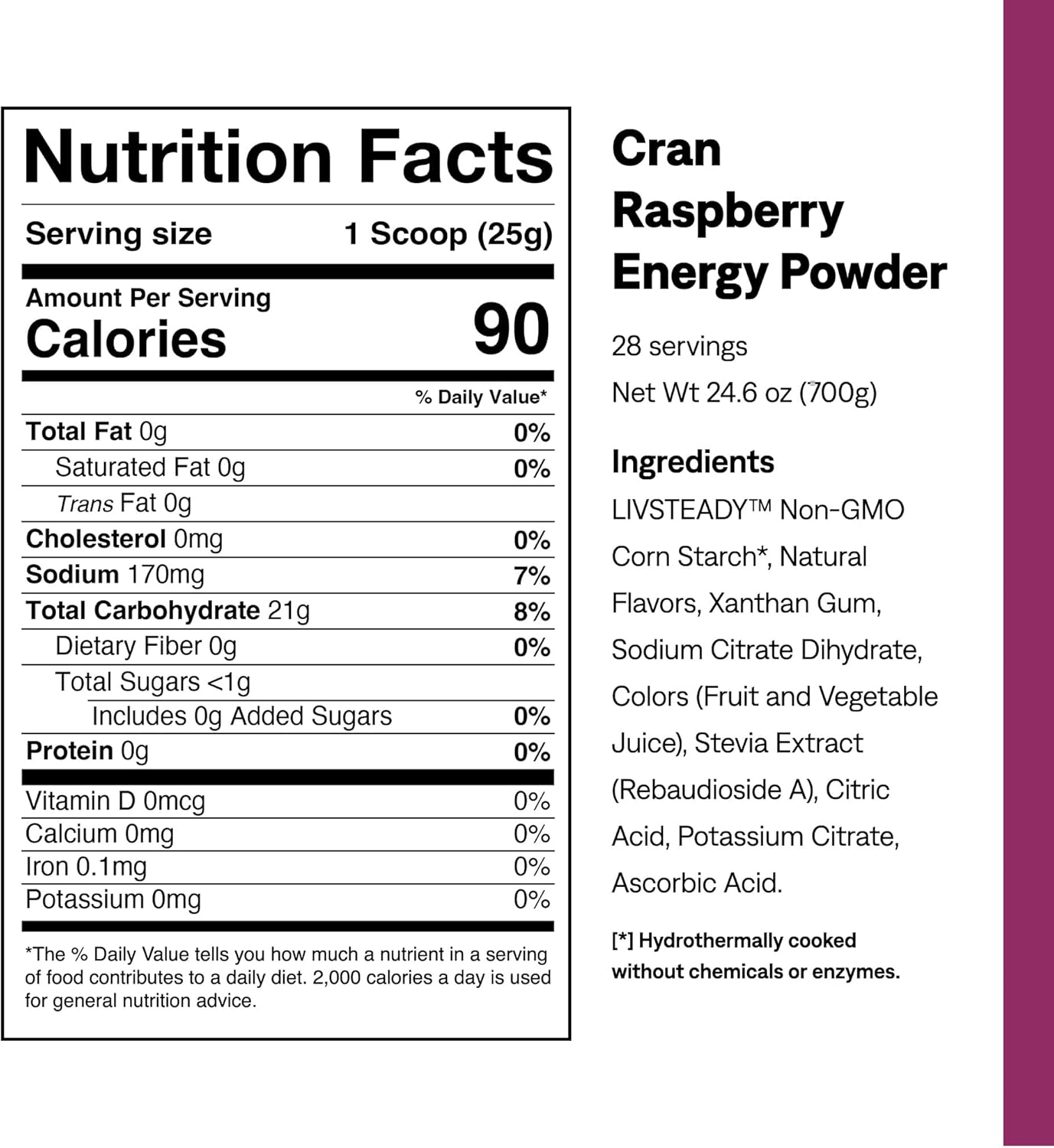 UCAN Energy Powder Cran-Raz - Keto, Sugar-Free Pre & Post Workout for Men & Women - Non-GMO, Vegan, Gluten-Free - Ideal for Runners, Gym-Goers, High Performance Athletes - 28 Servings (24.6oz)