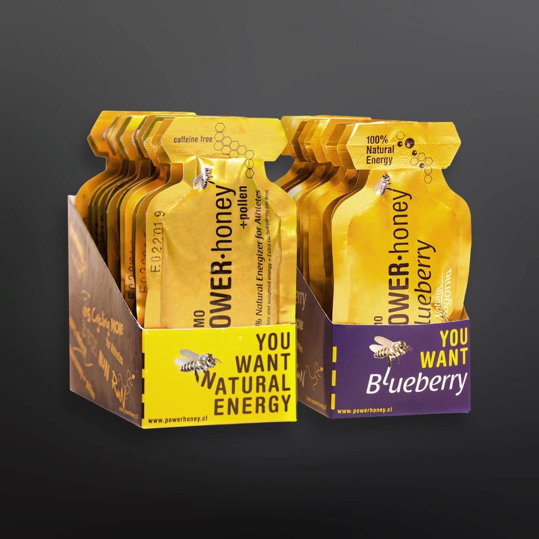 ULMO POWER· HONEY Classic & Blueberry Energy Gel - Pack of 24 (1.3 Oz Each)
