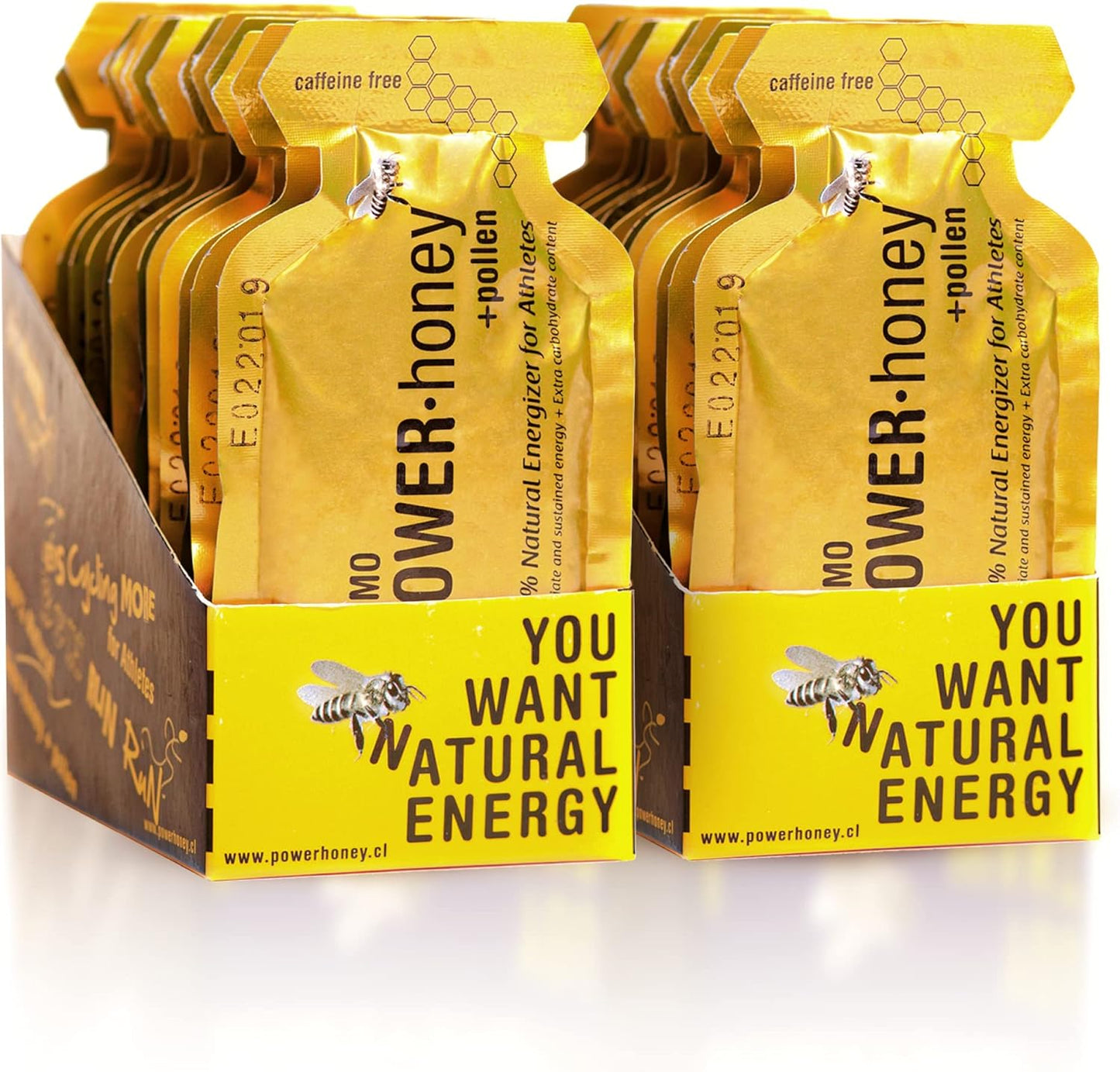 ULMO POWER· HONEY Classic Energy Gel Pack - 24 Units, 1.3 Oz Each - Caffeine-Free Formula