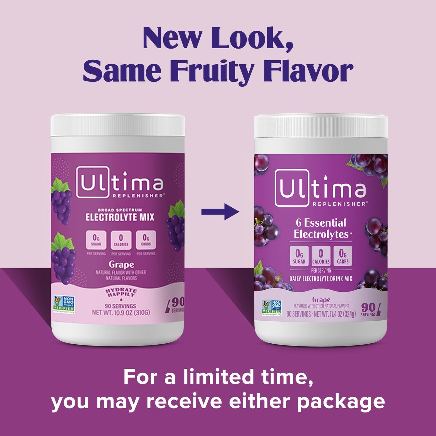 Ultima Replenisher Grape Electrolyte Powder Drink Mix - 90 Servings - Hydration Powder with 6 Essential Electrolytes and Trace Minerals - Keto, Vegan, Non-GMO, Sugar-Free