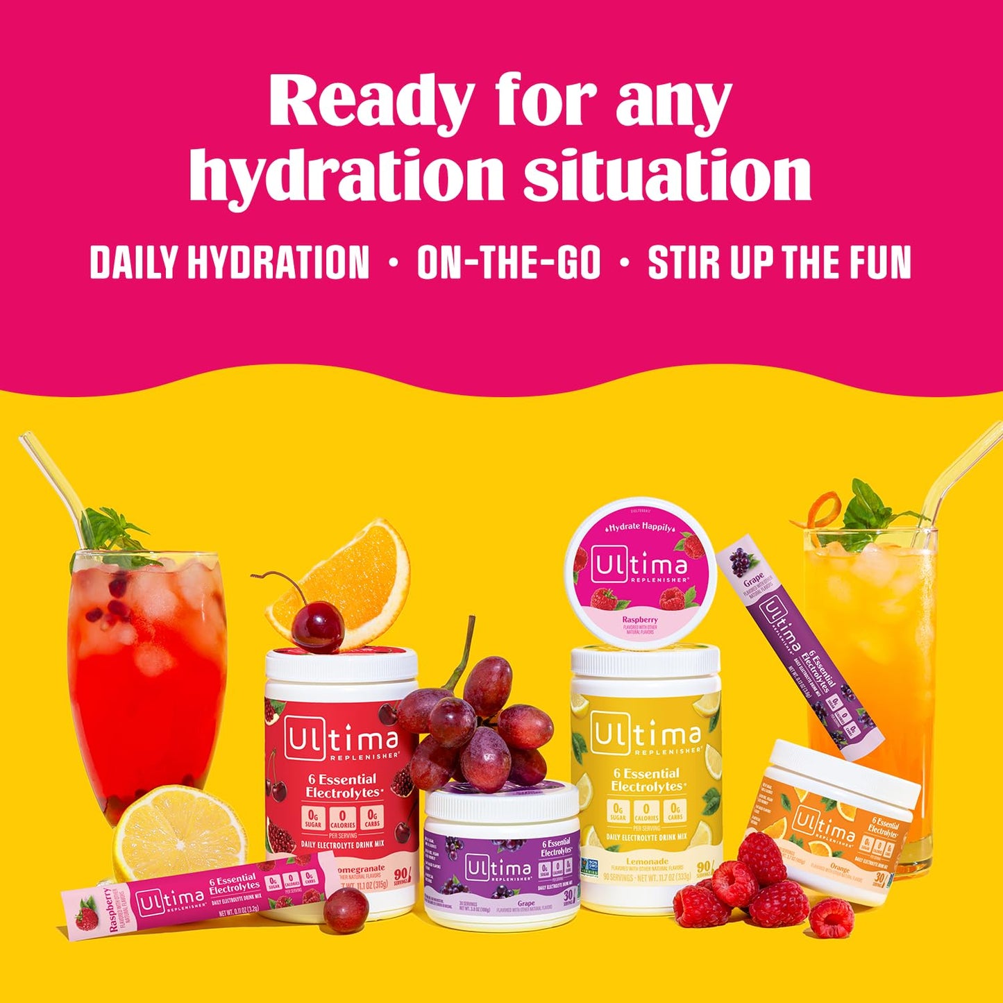 Ultima Replenisher Grape Electrolyte Powder Drink Mix - 90 Servings - Hydration Powder with 6 Essential Electrolytes and Trace Minerals - Keto, Vegan, Non-GMO, Sugar-Free