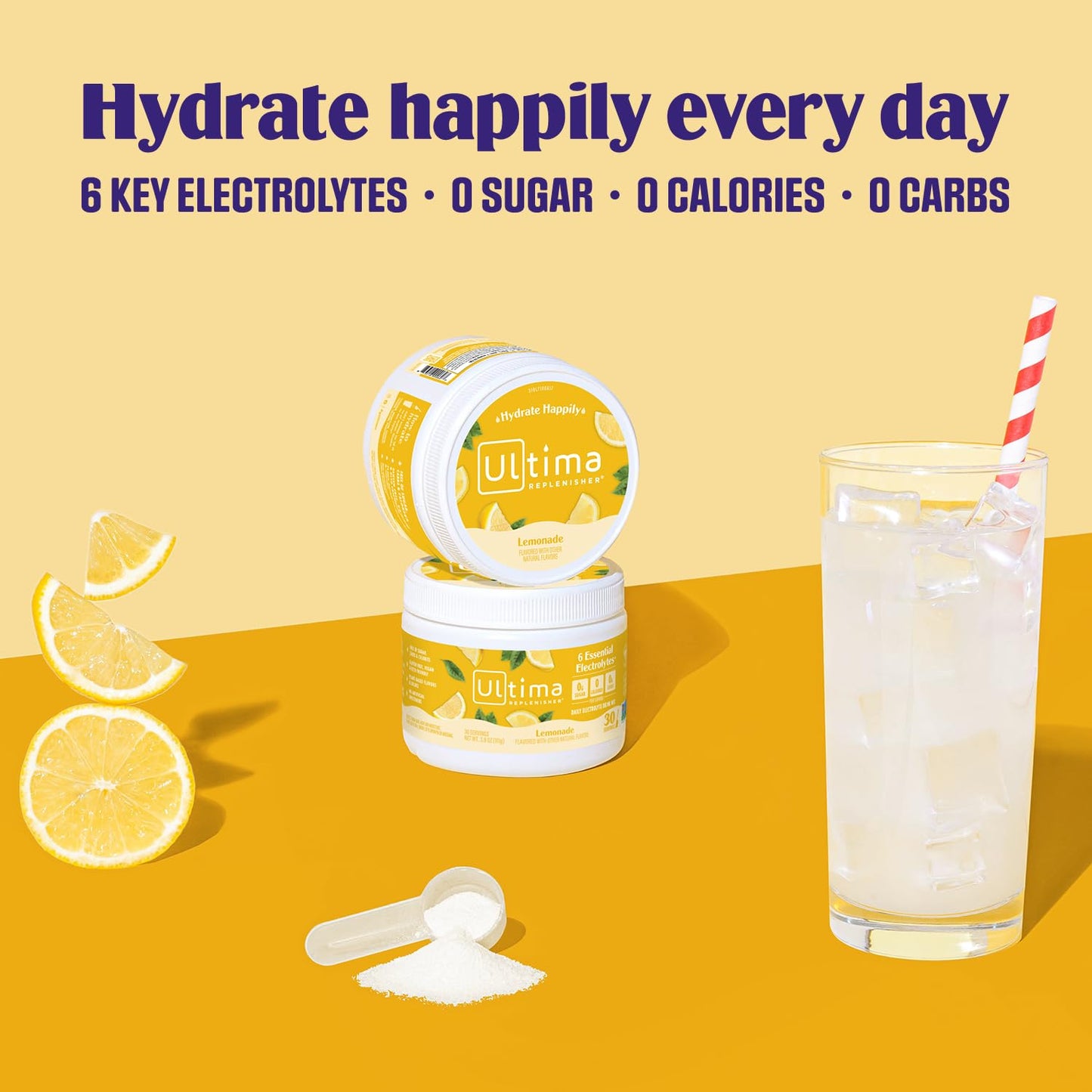 Ultima Replenisher Lemonade Electrolyte Powder Drink Mix - 30 Servings - Hydration Powder with 6 Electrolytes and Trace Minerals - Keto, Vegan, Non-GMO, Sugar-Free