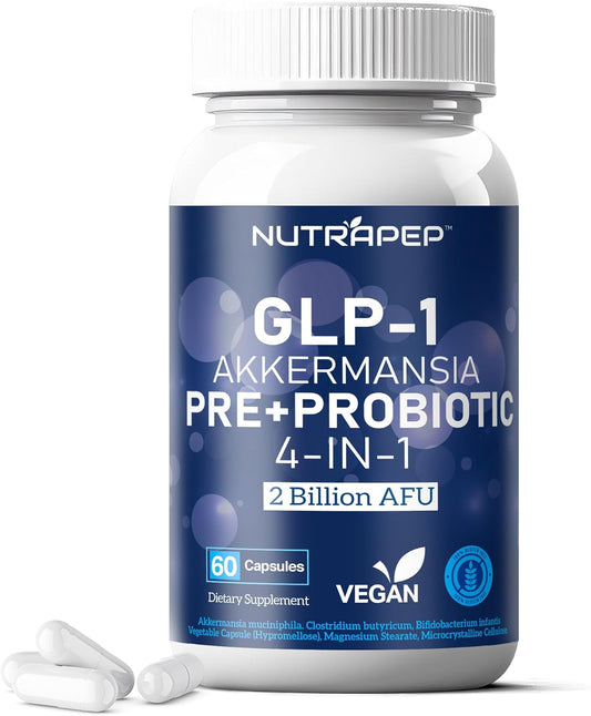 Ultimate GLP-1 Probiotic Capsules for Gut Health and Digestive Support - Prebiotic Akkermansia Muciniphila Supplement for Men and Women