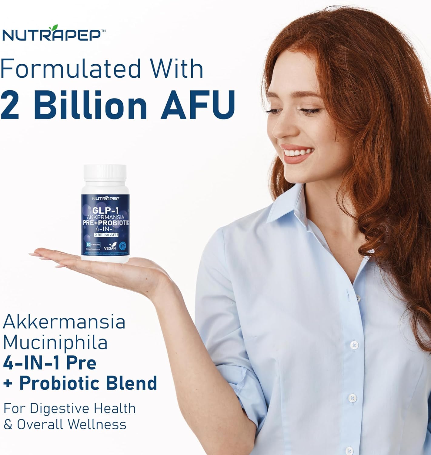 Ultimate GLP-1 Probiotic Capsules for Gut Health and Digestive Support - Prebiotic Akkermansia Muciniphila Supplement for Men and Women