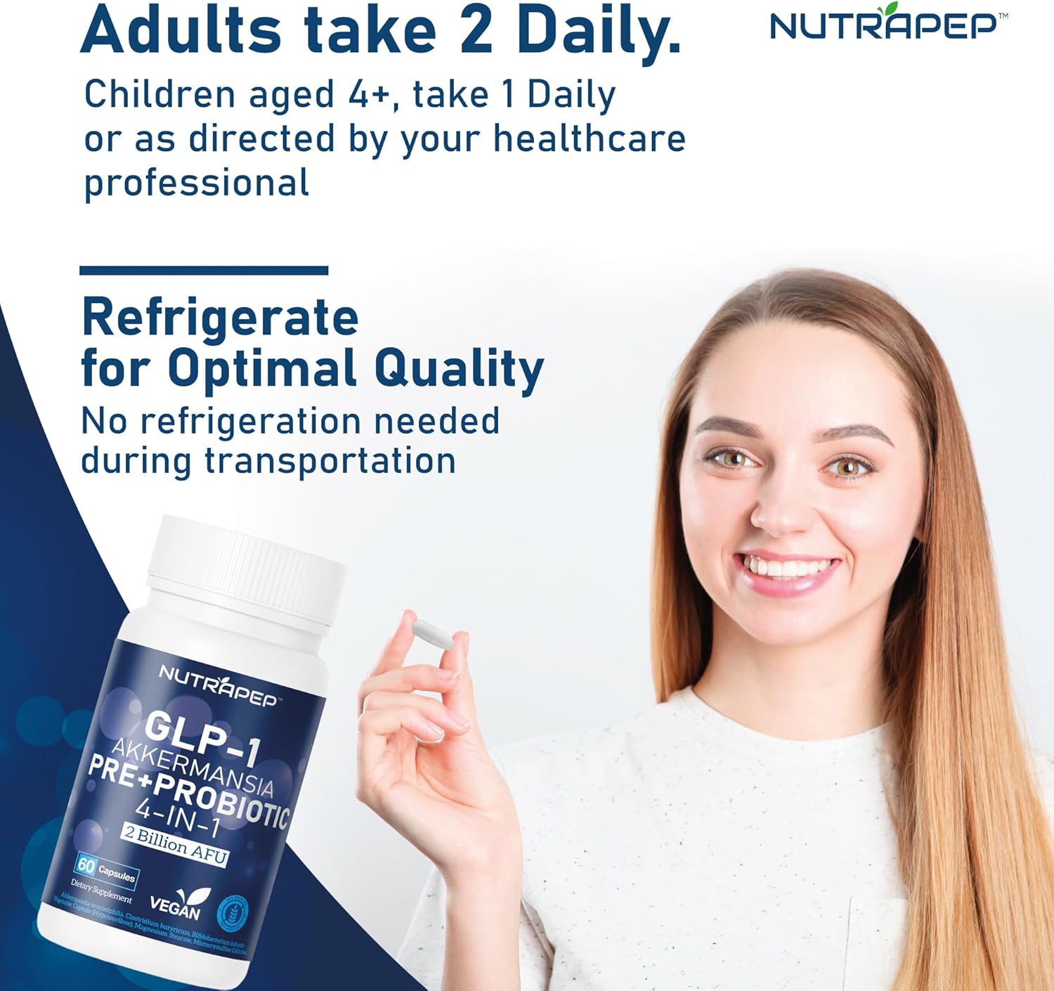 Ultimate GLP-1 Probiotic Capsules for Gut Health and Digestive Support - Prebiotic Akkermansia Muciniphila Supplement for Men and Women