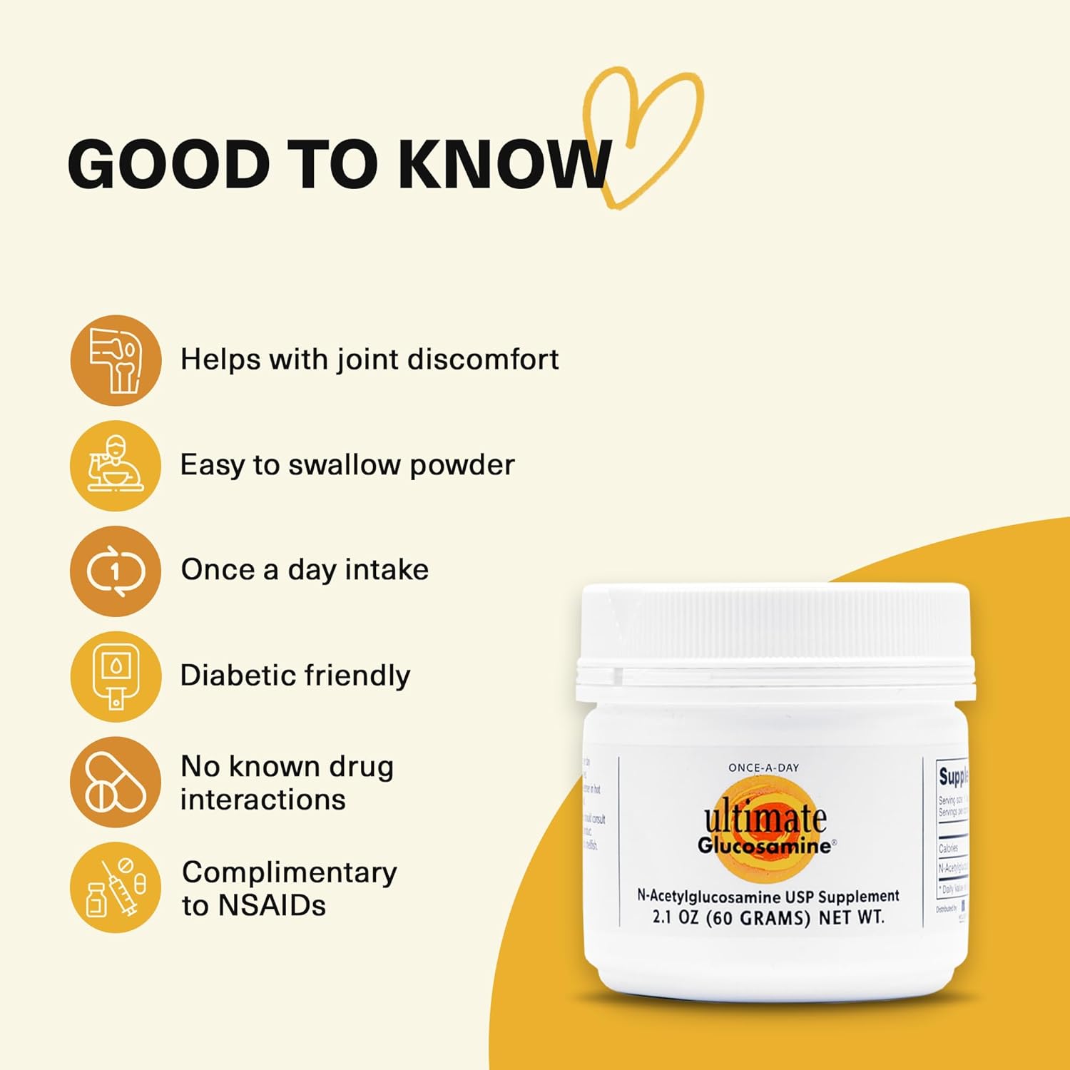 Ultimate Glucosamine for Joint Repair, Mobility & Comfort - Wellesley Therapeutics Inc. - Non-GMO, Gluten-Free, Dairy-Free - 60g, 30 Servings