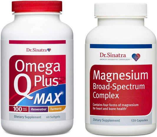 Ultimate Heart Health Bundle: Dr. Sinatra Omega Q Plus MAX with CoQ10, Magnesium, and Broad-Spectrum Complex - Advanced Cardiovascular Support