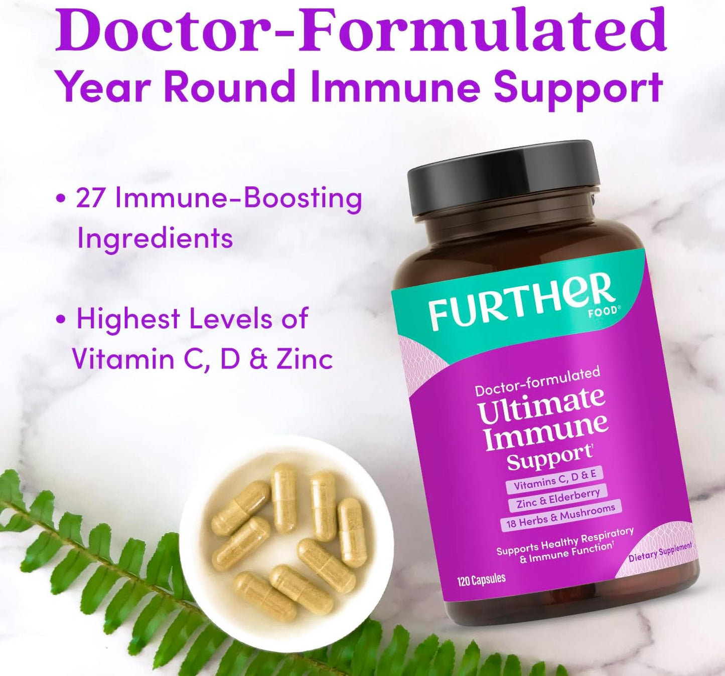 Ultimate Immune Support Multivitamin with Vitamin C, D, E, Zinc, Elderberry, and Echinacea - Natural Daily Defense & Antioxidant Boost