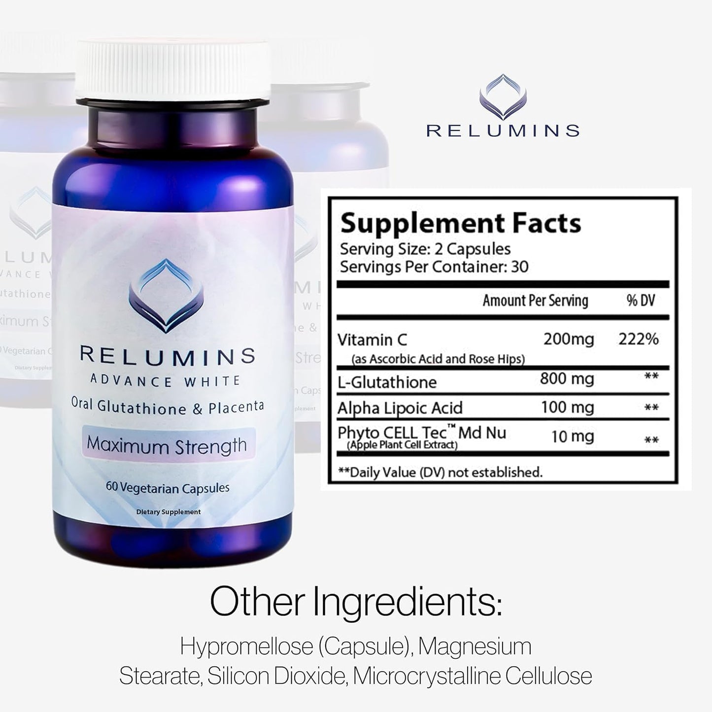 Ultimate Lightening Set with Relumins Advanced White Oral Glutathione, Vitamin C MAX & Booster Capsules - Enhanced with Rose HIPS