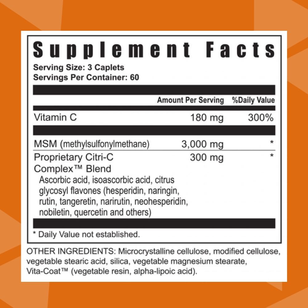 Ultimate MSM Supplement with 3,000mg MSM, Citri-C Complex, and Vitamin C for Bone & Joint Support | 180 Count