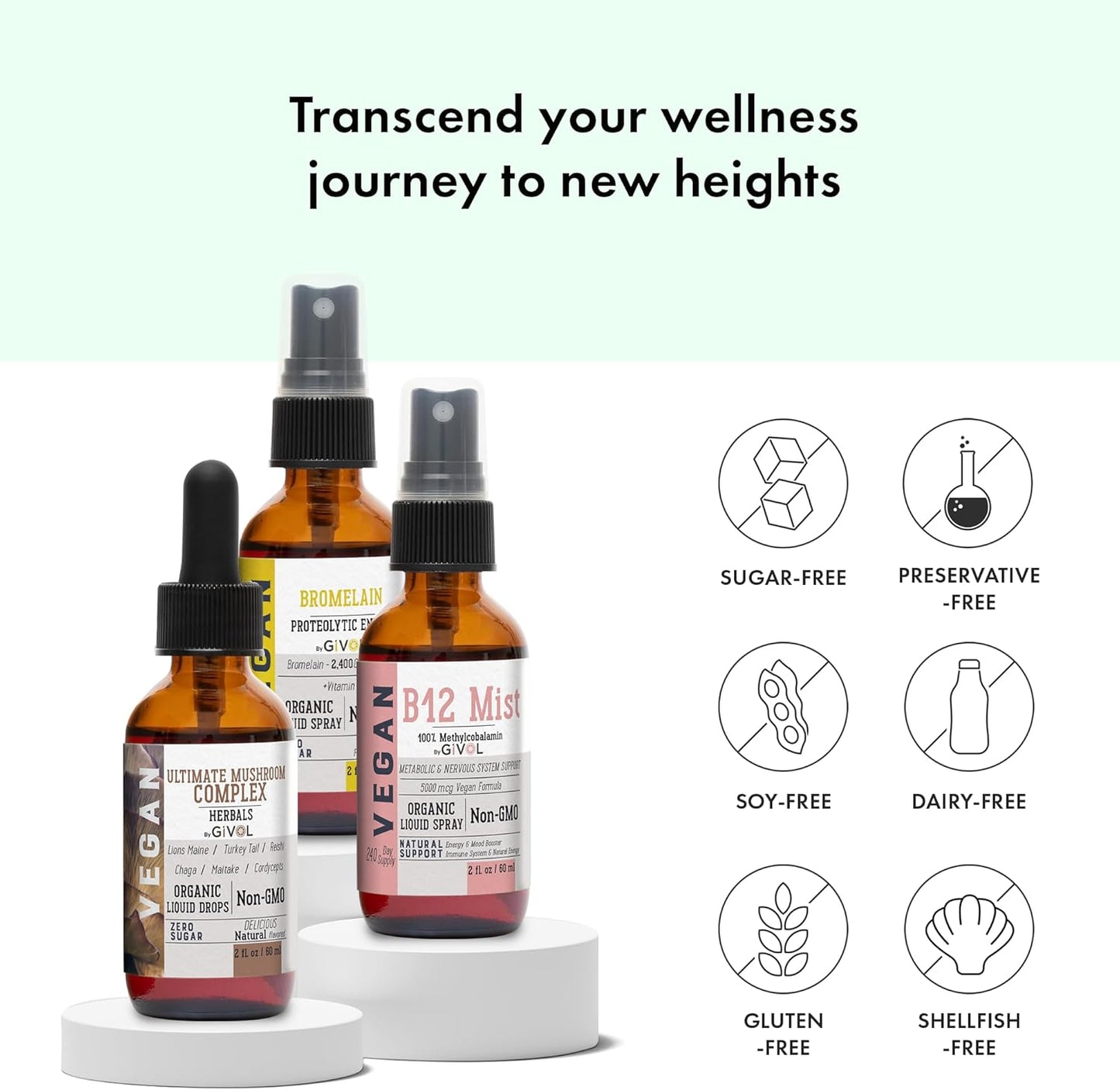 Ultimate Mushroom Complex Liquid Spray with B12 - Complete Multivitamin for Vitality - Plant-Based, Non-GMO, Gluten Free - 2 Fl Oz (420 Days)
