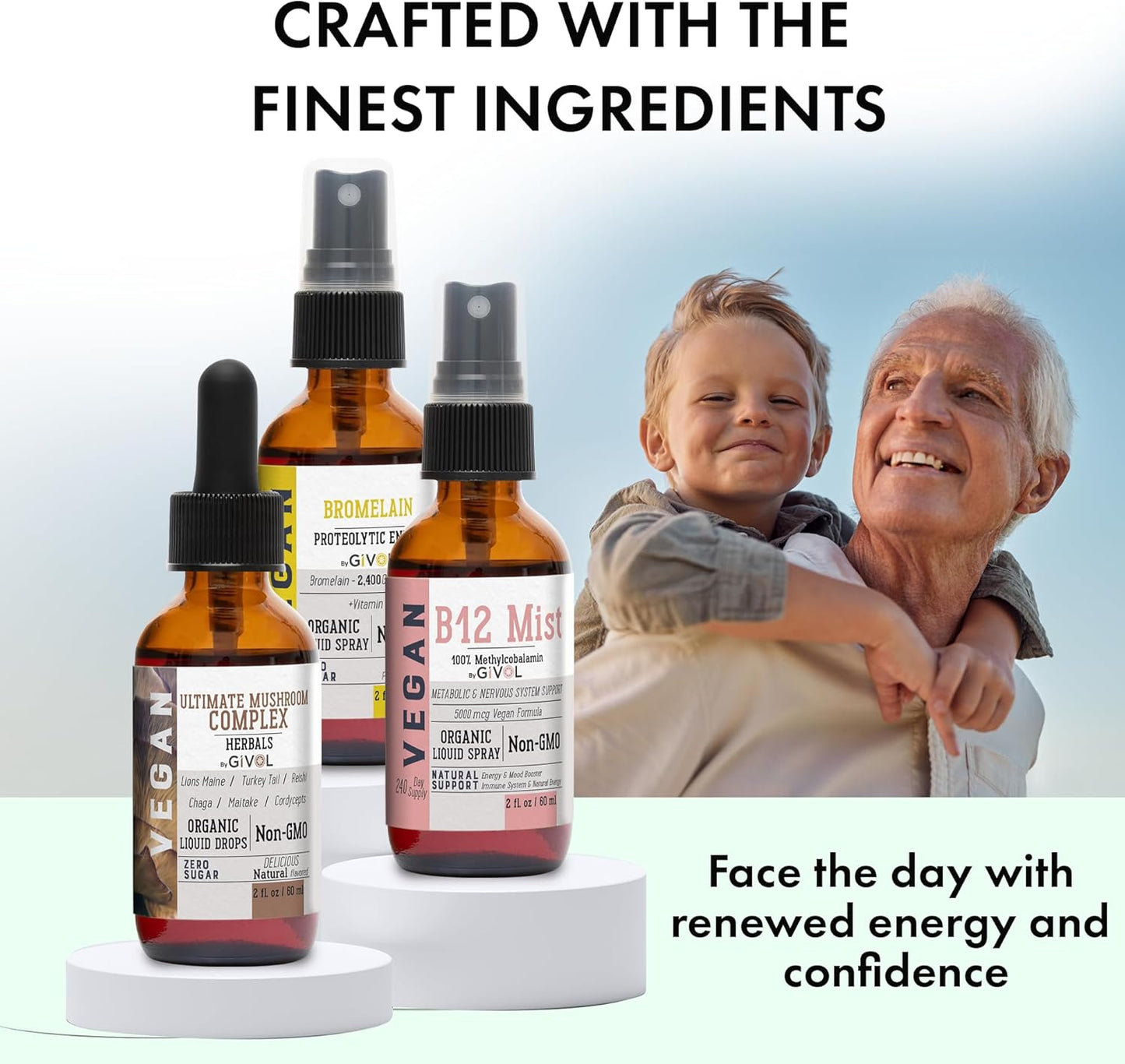 Ultimate Mushroom Complex Liquid Spray with B12 - Complete Multivitamin for Vitality - Plant-Based, Non-GMO, Gluten Free - 2 Fl Oz (420 Days)