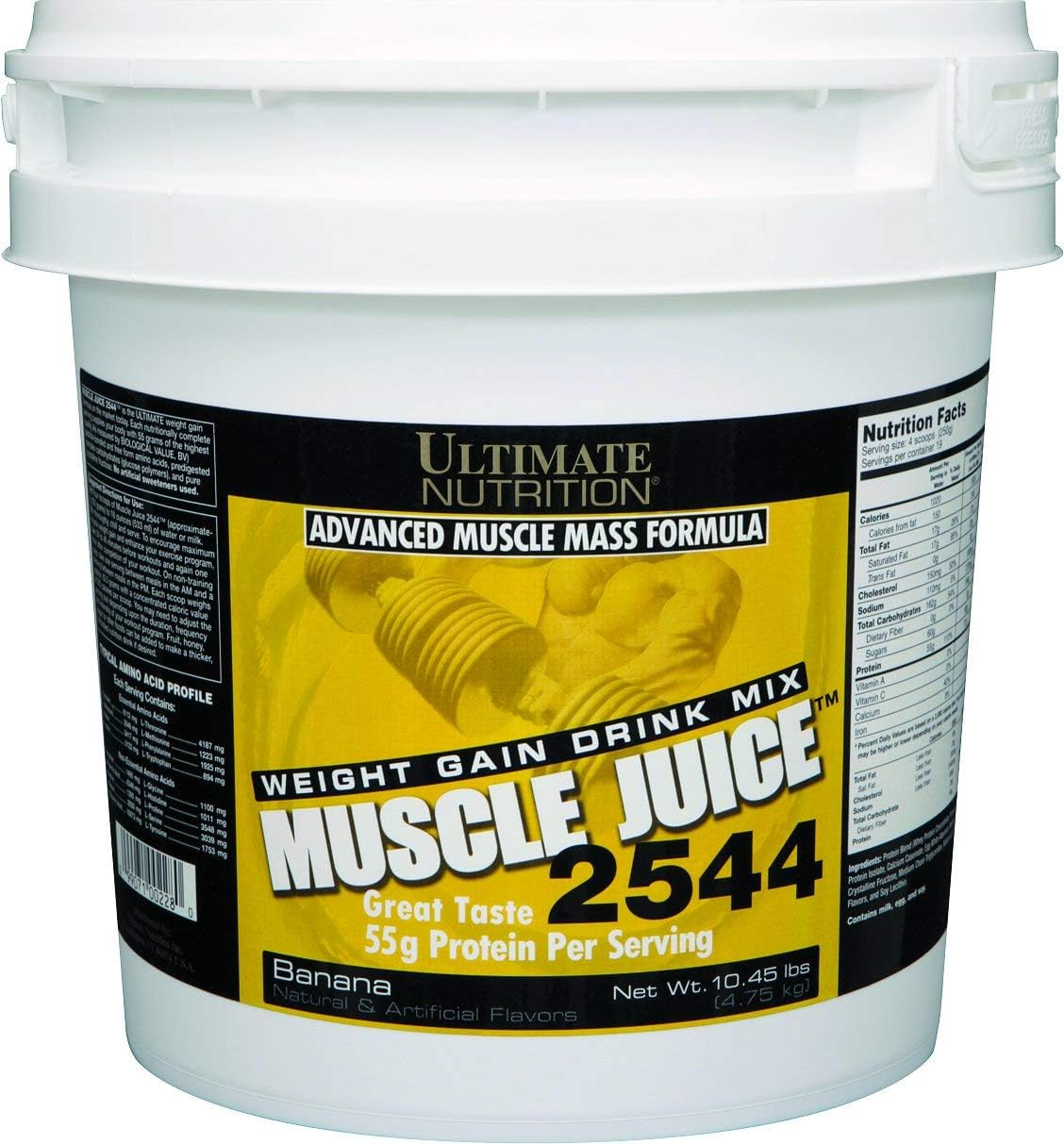 Ultimate Nutrition Muscle Juice 2544 Banana Flavor Weight Gain Drink Mix with Whey Protein Blend, 13.2 Pounds