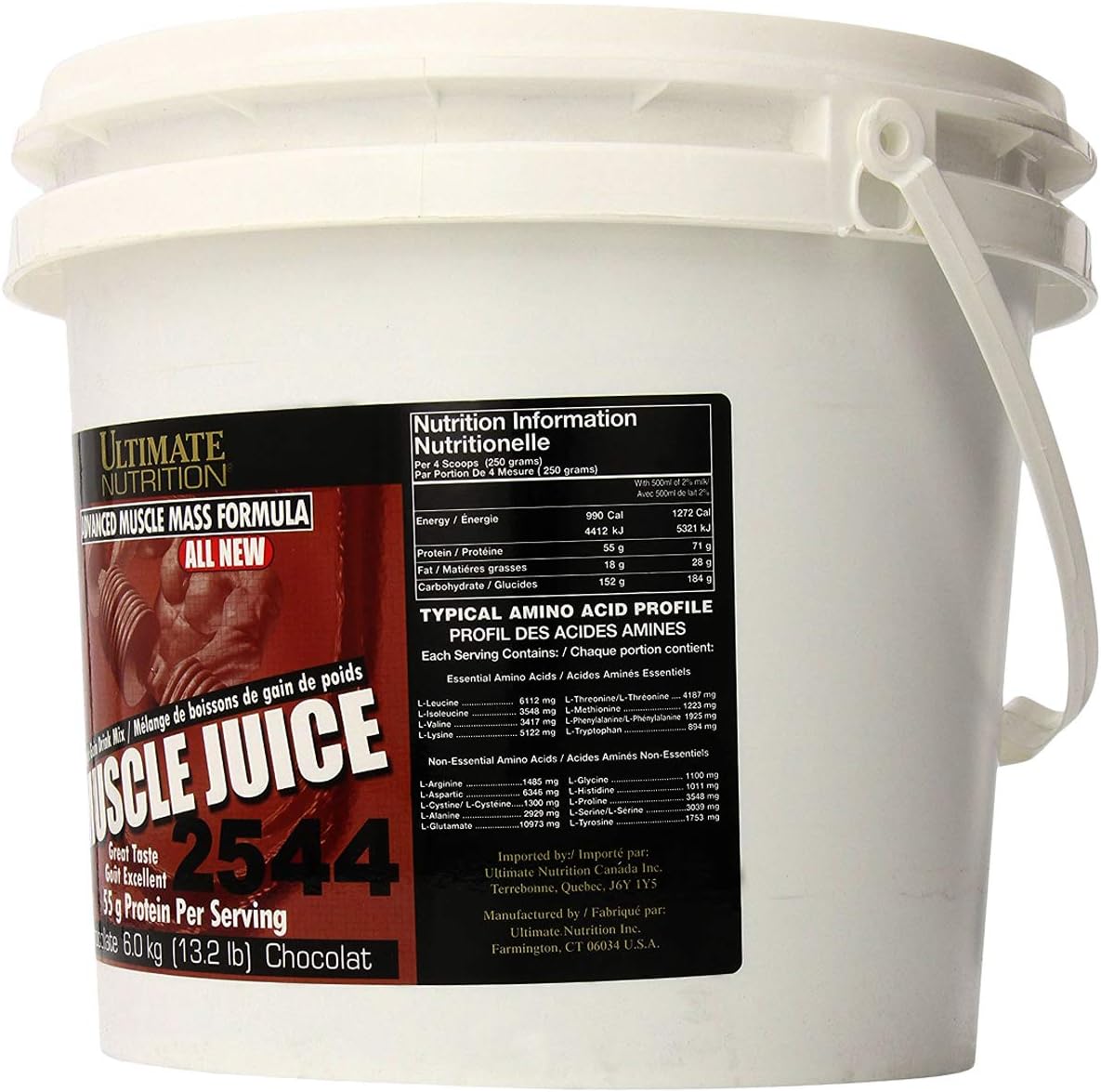 Ultimate Nutrition Muscle Juice 2544 Chocolate Whey Protein Isolate Drink Mix - 55g Protein Per Serving - 13.2lb Container