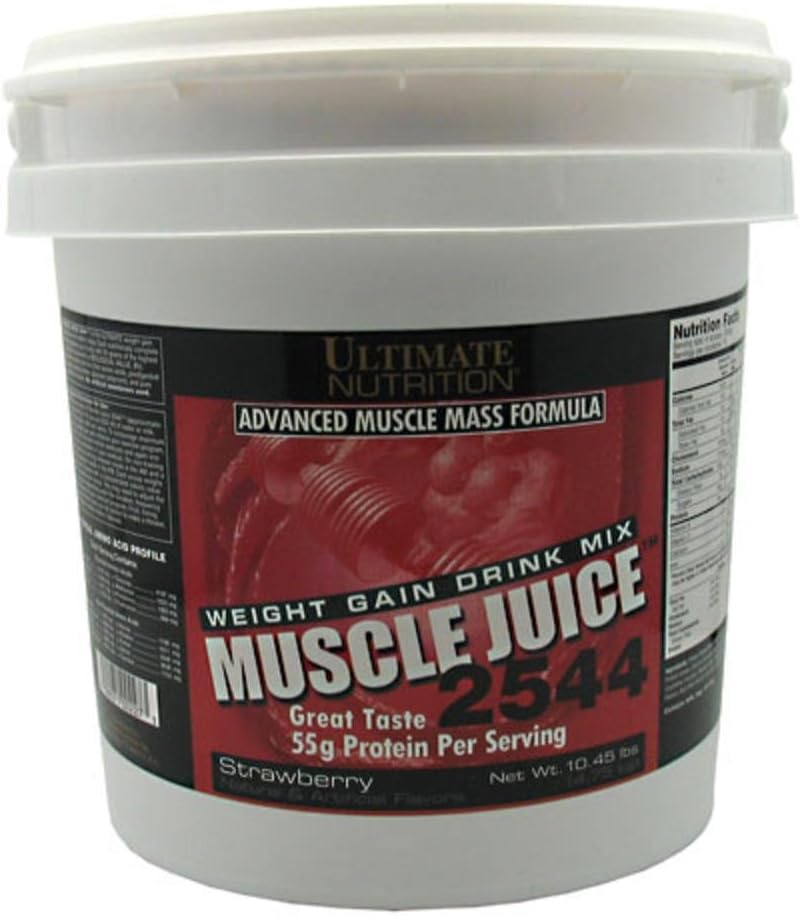 Ultimate Nutrition Muscle Juice 2544 Lean Muscle Mass Gainer Drink Mix, 10.45 lbs, Strawberry Flavor