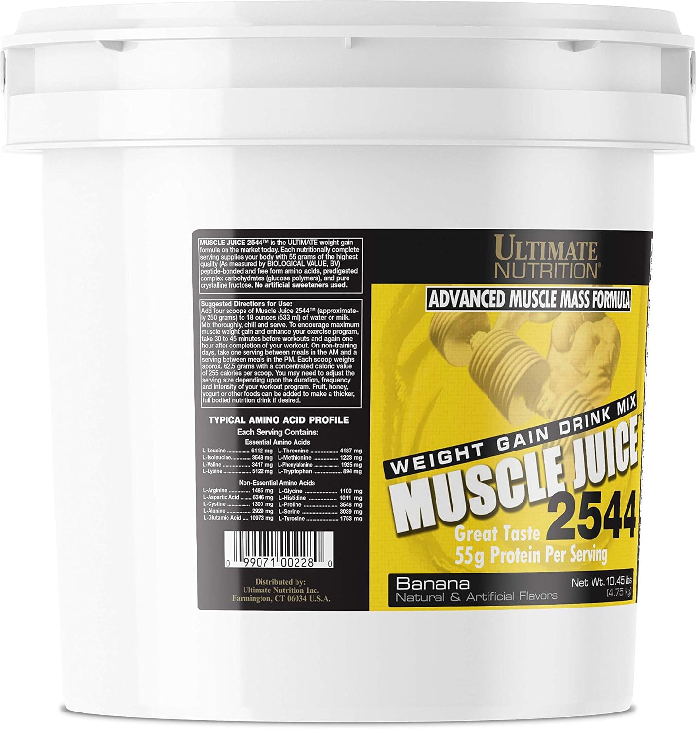 Ultimate Nutrition Muscle Juice 2544 Weight Gain Drink Mix, Whey Protein Blend, 10.45 lbs - Banana Flavor