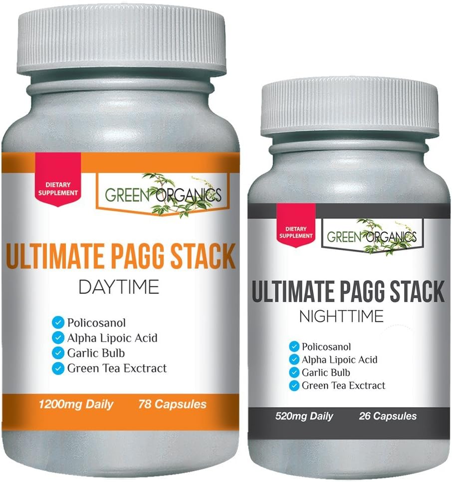 Ultimate PAGG Stack™ 4 Hour Body Supplement with Green Organics - Policosanol, Alpha Lipoic Acid, Green Tea Flavonols, Garlic Extract