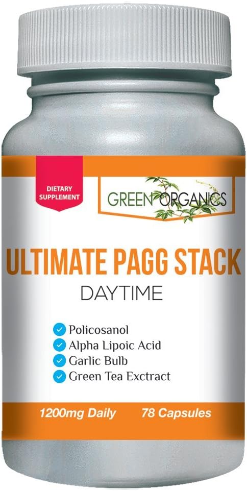 Ultimate PAGG Stack™ 4 Hour Body Supplement with Green Organics - Policosanol, Alpha Lipoic Acid, Green Tea Flavonols, Garlic Extract