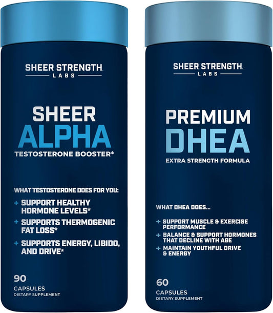 Ultimate T Boosting Stack for Men - Sheer Strength Labs DHEA & Sheer Alpha Supplement