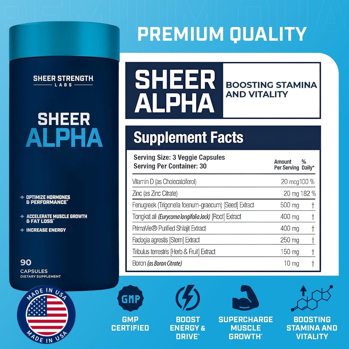 Ultimate T Boosting Stack for Men - Sheer Strength Labs DHEA & Sheer Alpha Supplement