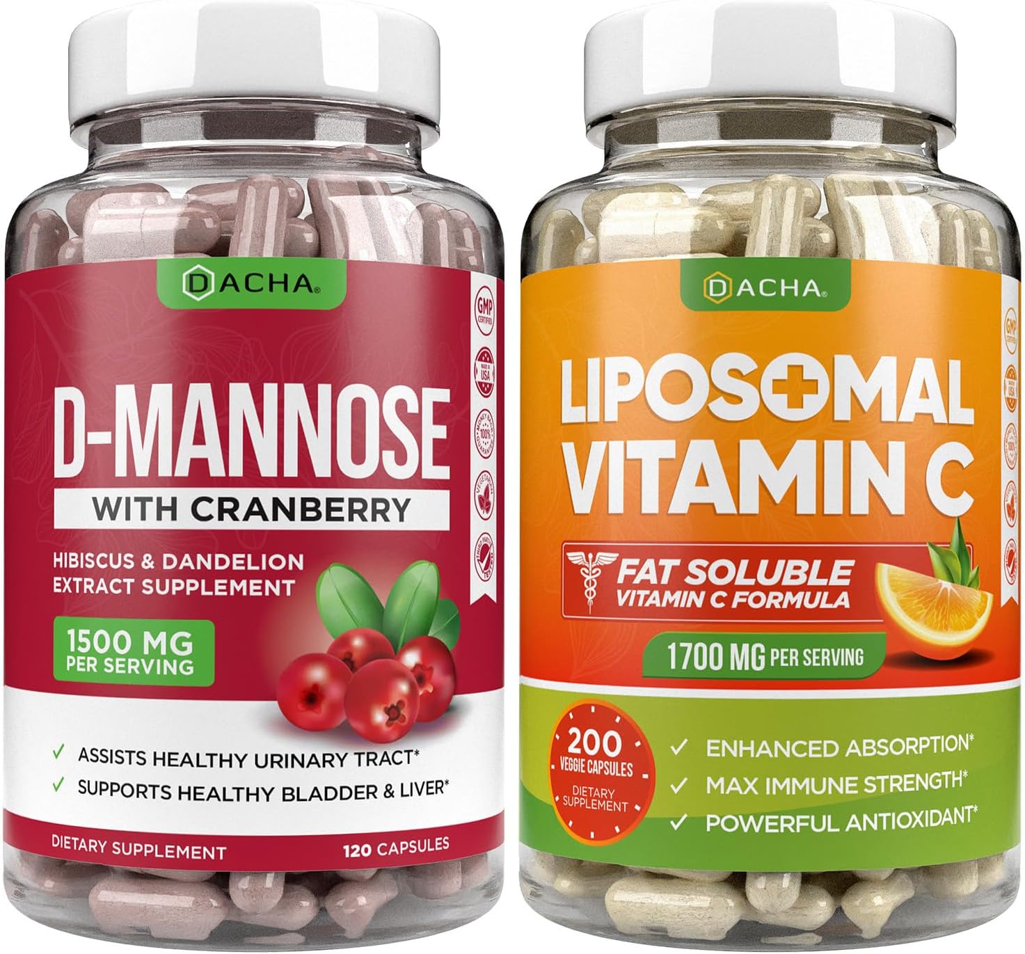 Ultimate Urinary Tract Health Bundle with D-Mannose, Liposomal Vitamin C, Cranberry - Enhanced Absorption, Detox Support - Dietary Supplement