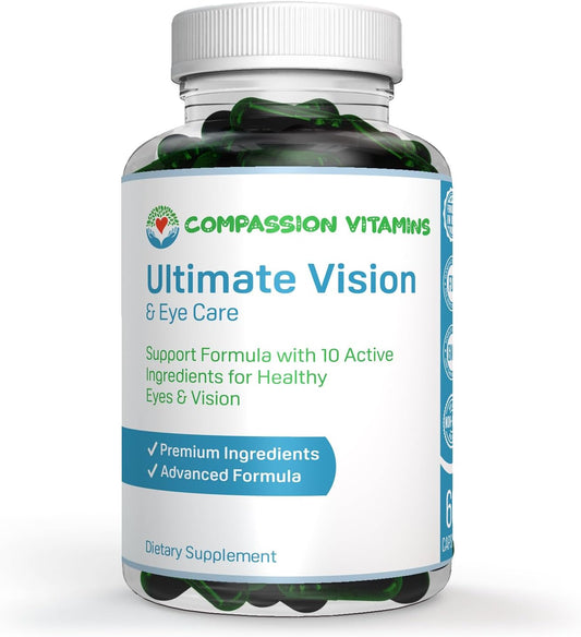 Ultimate Vision Care Supplement with Areds 2 Formula - 60ct - Lutein, Zinc, Vitamin A, Bilberry, Turmeric