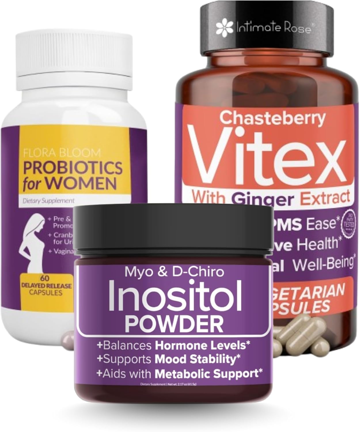 Ultimate Women's Health Bundle: Probiotics, Vitex Chasteberry, & Inositol Powder - Save 10% on Intimate Rose