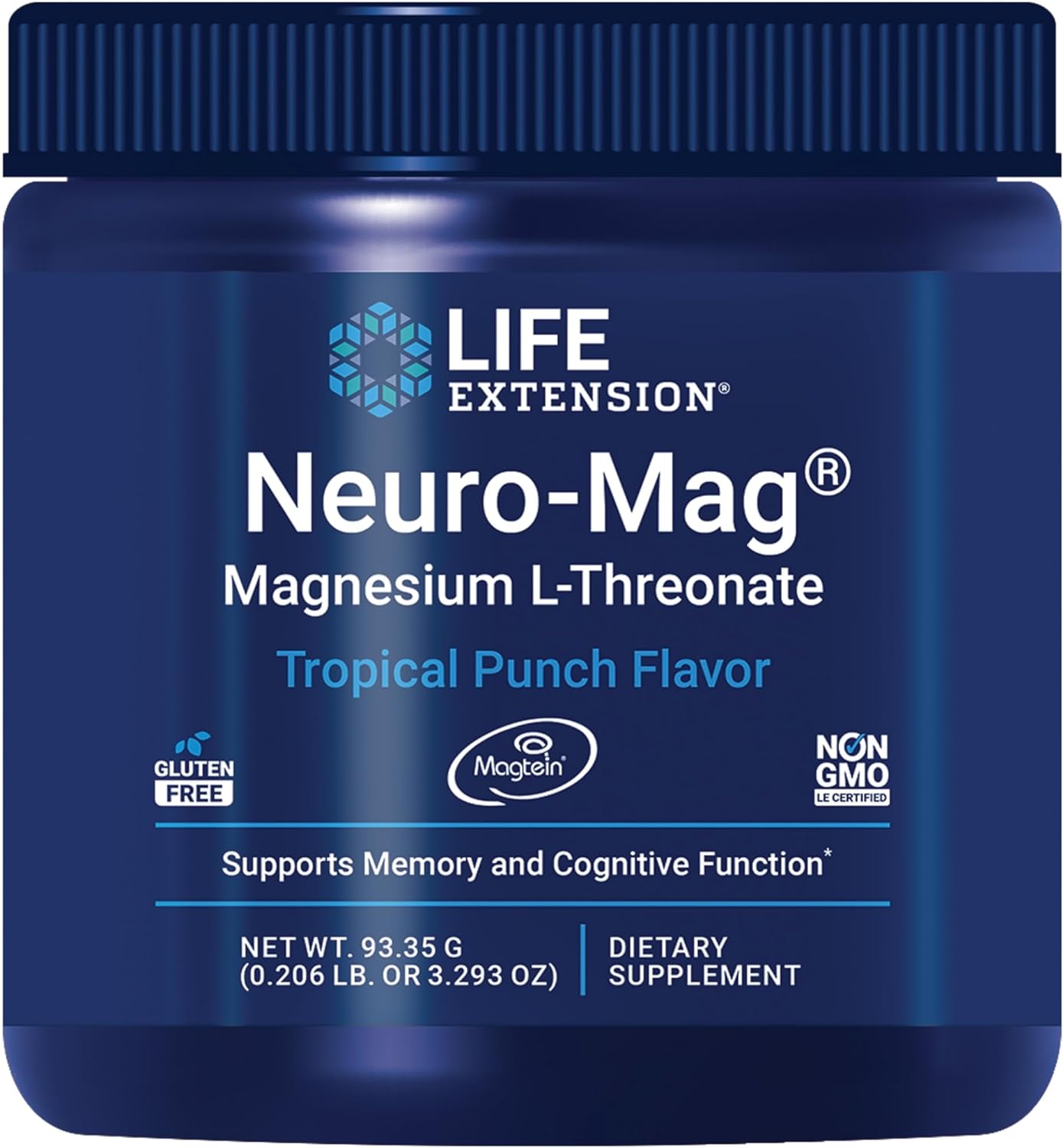 Ultra-Absorbable Neuro-Mag Magnesium L-Threonate Powder - Support Memory, Focus, Cognitive Function & Mood - Tropical Punch Flavor - Gluten-Free, Non-GMO, Vegetarian - 30 Servings