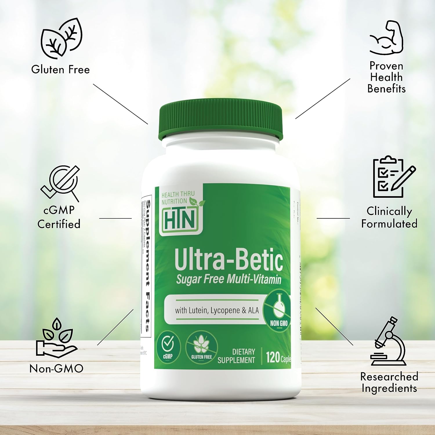 Ultra-Betic Multivitamin 120 Count | Supports Nerve, Vision, Energy | ALA, Lycopene | Non-GMO, Clean Label | Quality Tested