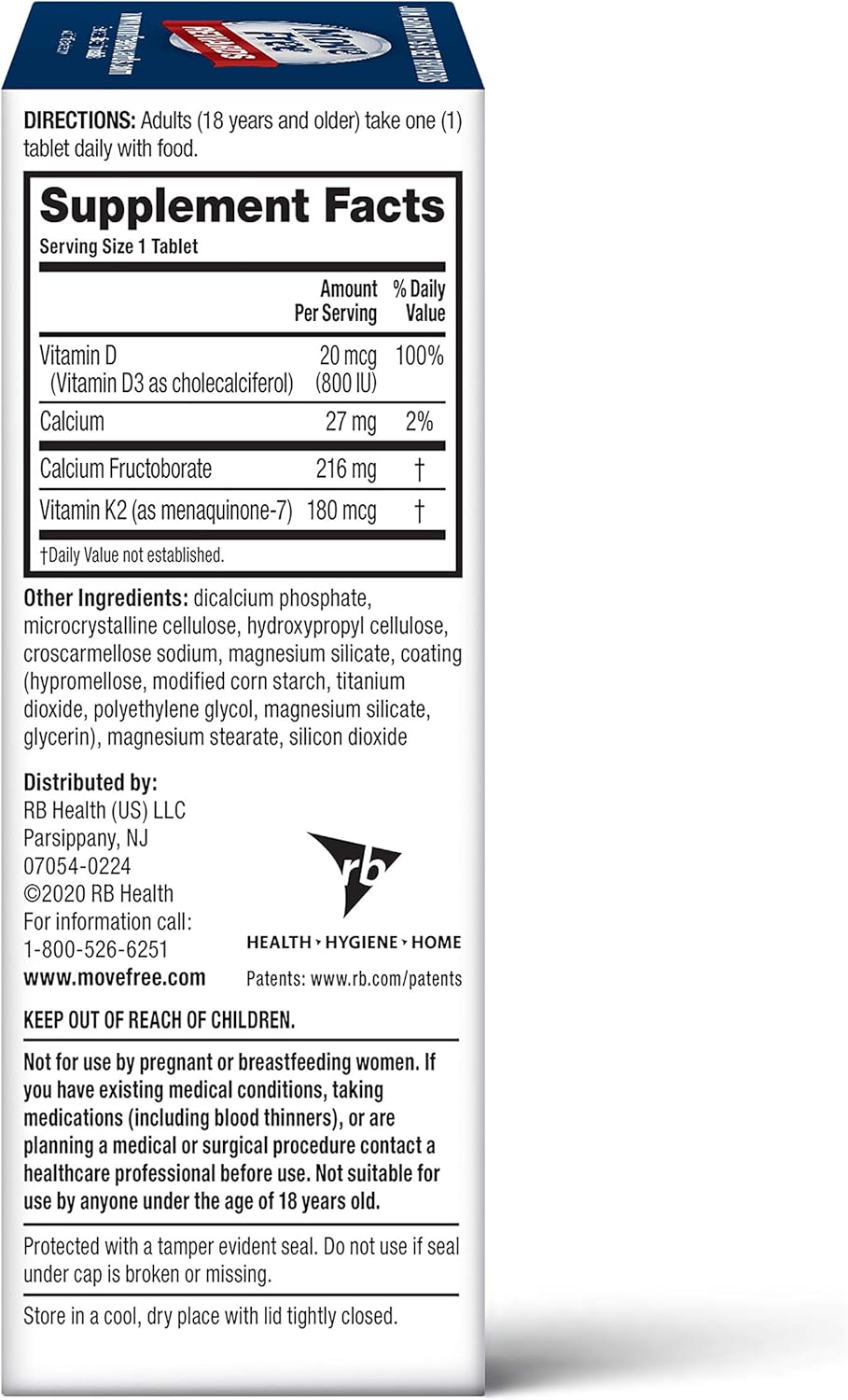 Ultra Bone Strength Support Tablets with Vitamins D & K2, Calcium Fructoborate, and Faster Joint Comfort - 30 Count