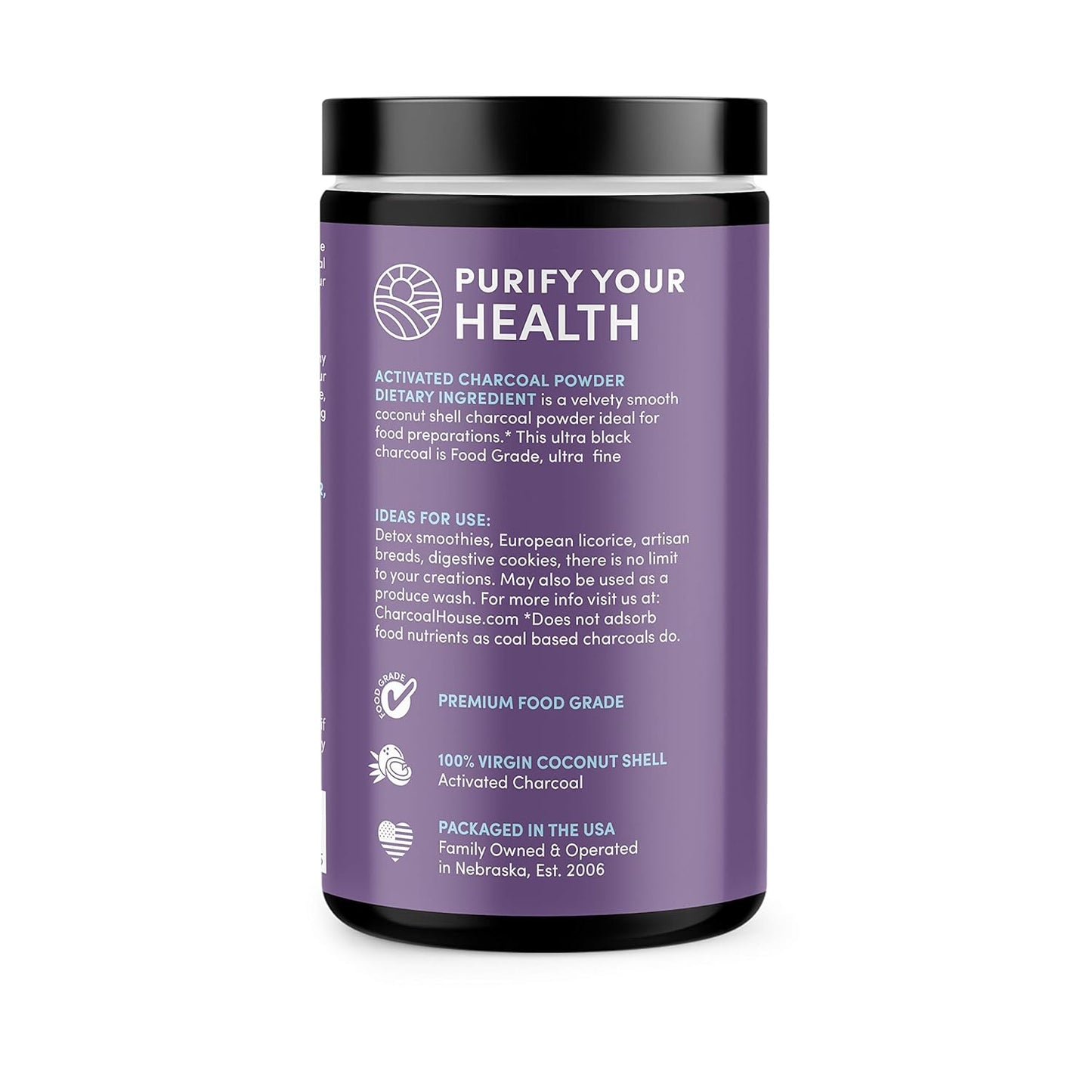 Ultra Fine Coconut Activated Charcoal Powder - Ideal for Culinary and Cosmetic Use, Smooth Texture for Smoothies, Ice Creams, and Soaps - Soft Finish, No Grit!