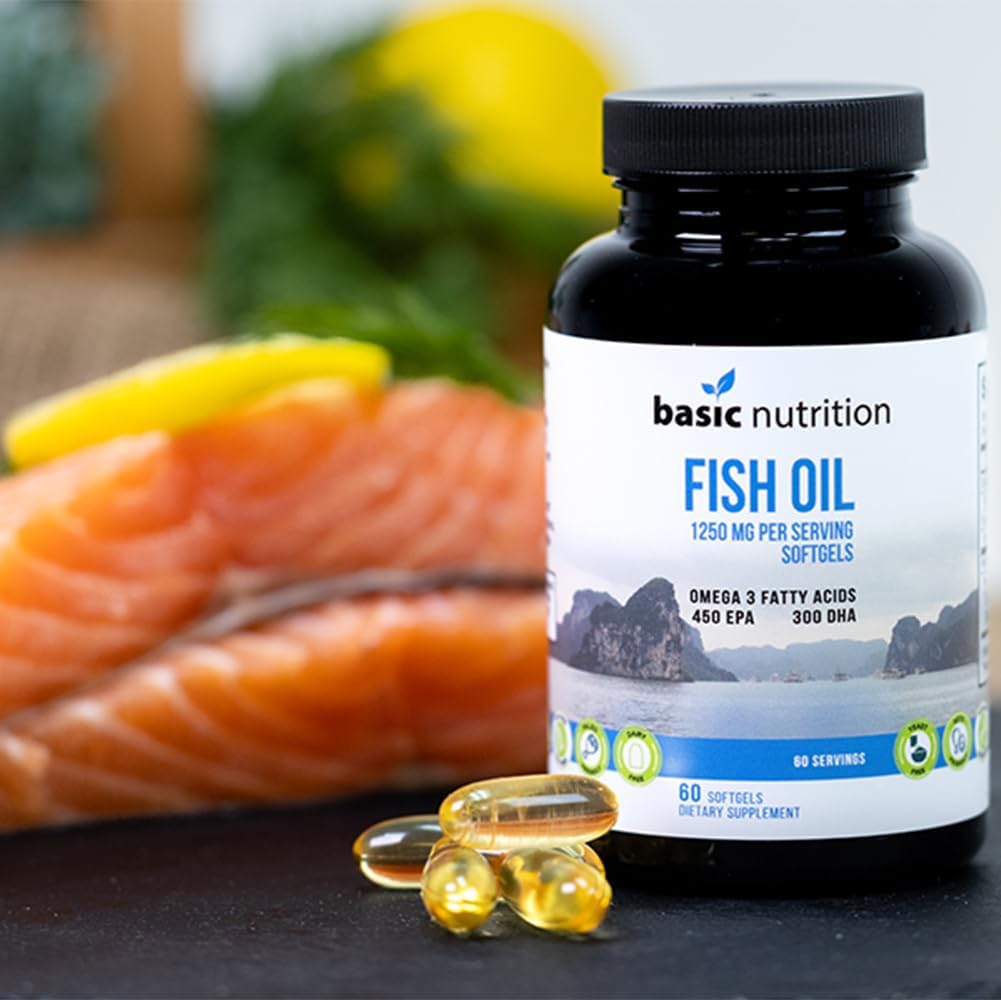 Ultra High Potency Fish Oil Supplement | 1250mg Omega 3 Fatty Acids with EPA & DHA | Hormone-Free, Non-GMO, Gluten-Free | Made in USA