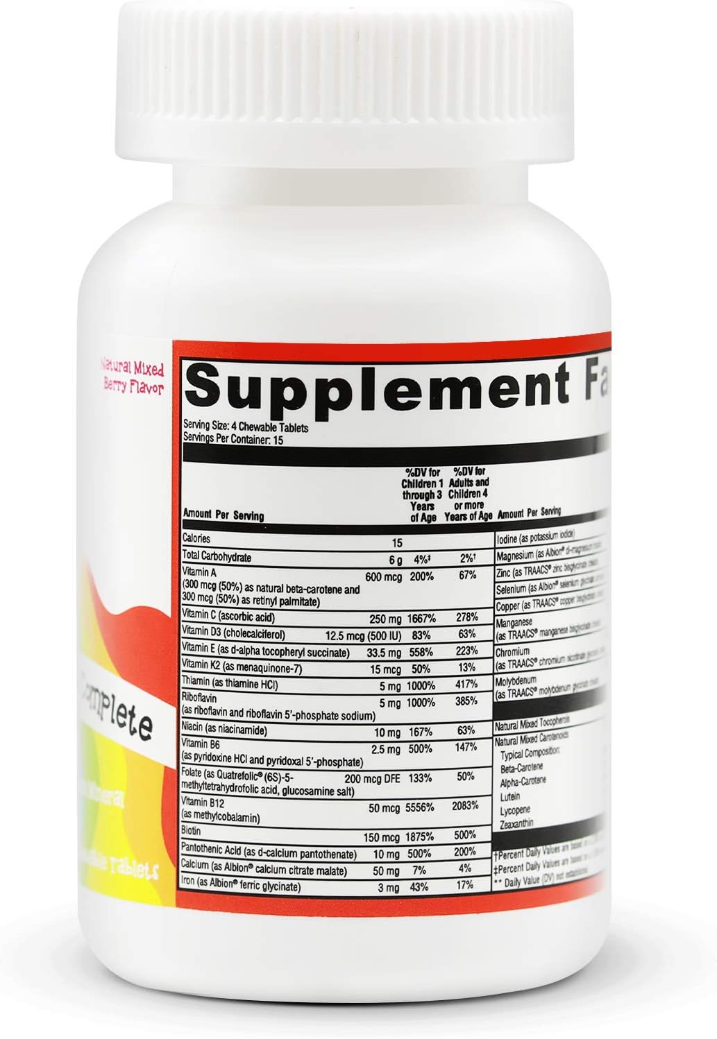 Ultra Kiddo Complete Chewable Vitamins: 5-MTHF, Iron, Vitamin B12, Zinc for Kids by MYOXCIENCE