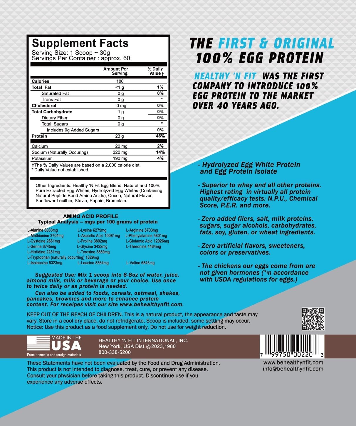Ultra Pure Chocolate 100% Egg White Protein Isolate Powder (4lb) - Lactose and Sugar-Free Egg Protein
