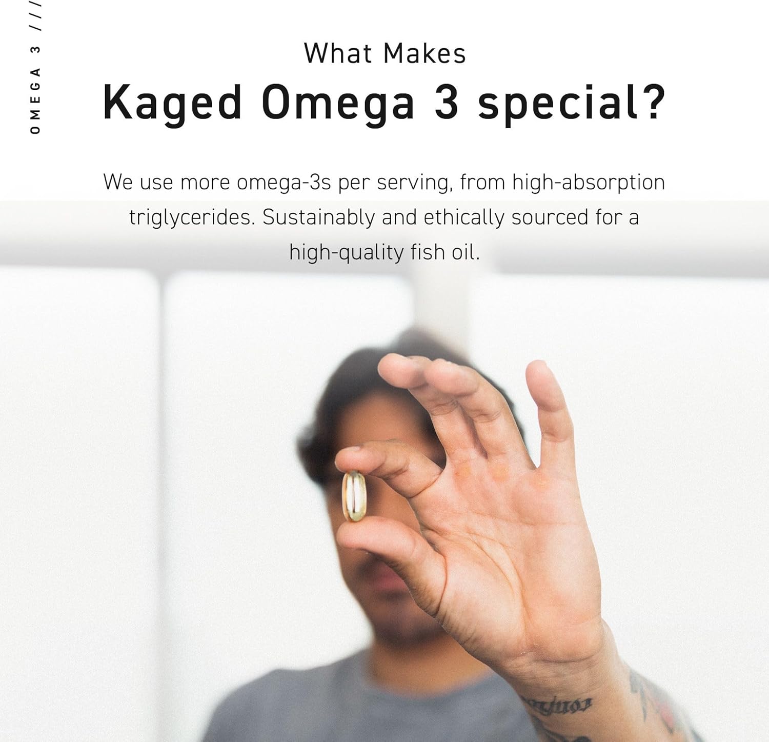 Ultra-Pure Kaged Omega 3 Fish Oil Supplement, 3000mg Omega 3 Fatty Acid with EPA & DHA, No Fish Burps - 60 Pills