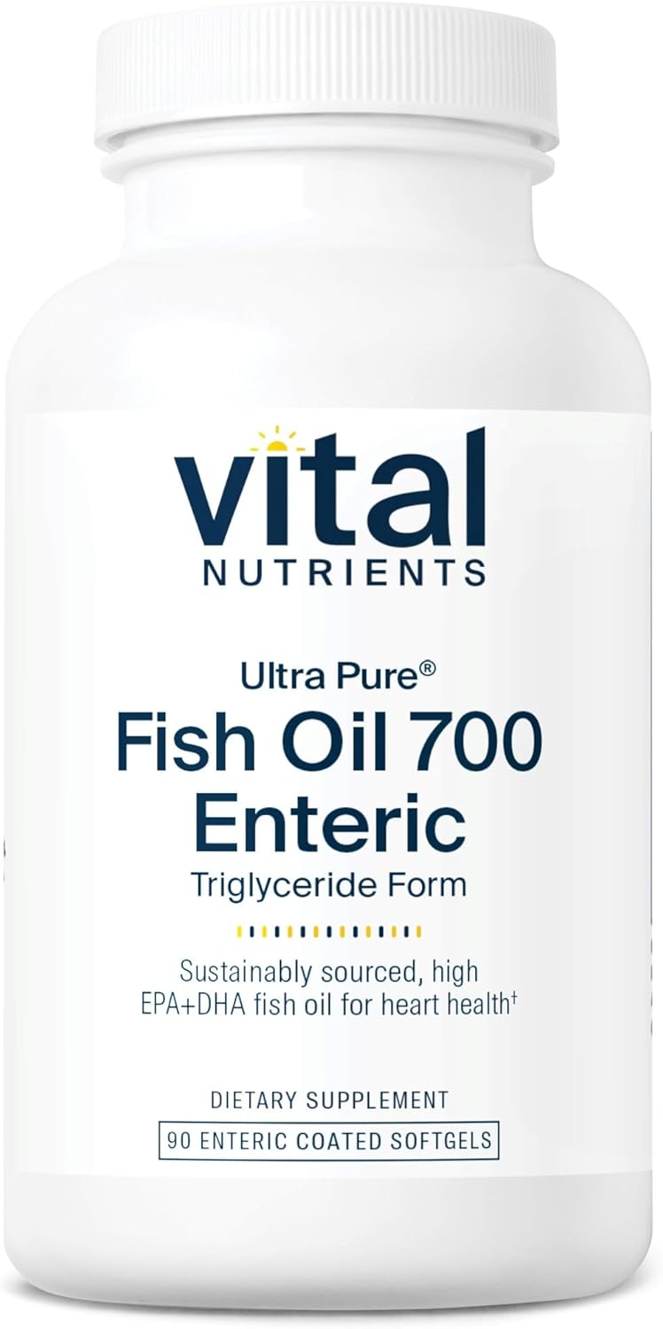 Ultra Pure® Vanilla Flavored Fish Oil 700 Enteric Coated Softgels - High EPA & DHA Omega-3 Fatty Acid Supplement for Heart, Brain, Immune Health - Gluten, Dairy, Soy Free - 90 Count