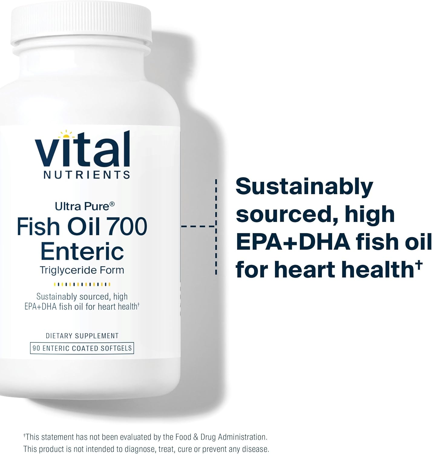 Ultra Pure® Vanilla Flavored Fish Oil 700 Enteric Coated Softgels - High EPA & DHA Omega-3 Fatty Acid Supplement for Heart, Brain, Immune Health - Gluten, Dairy, Soy Free - 90 Count