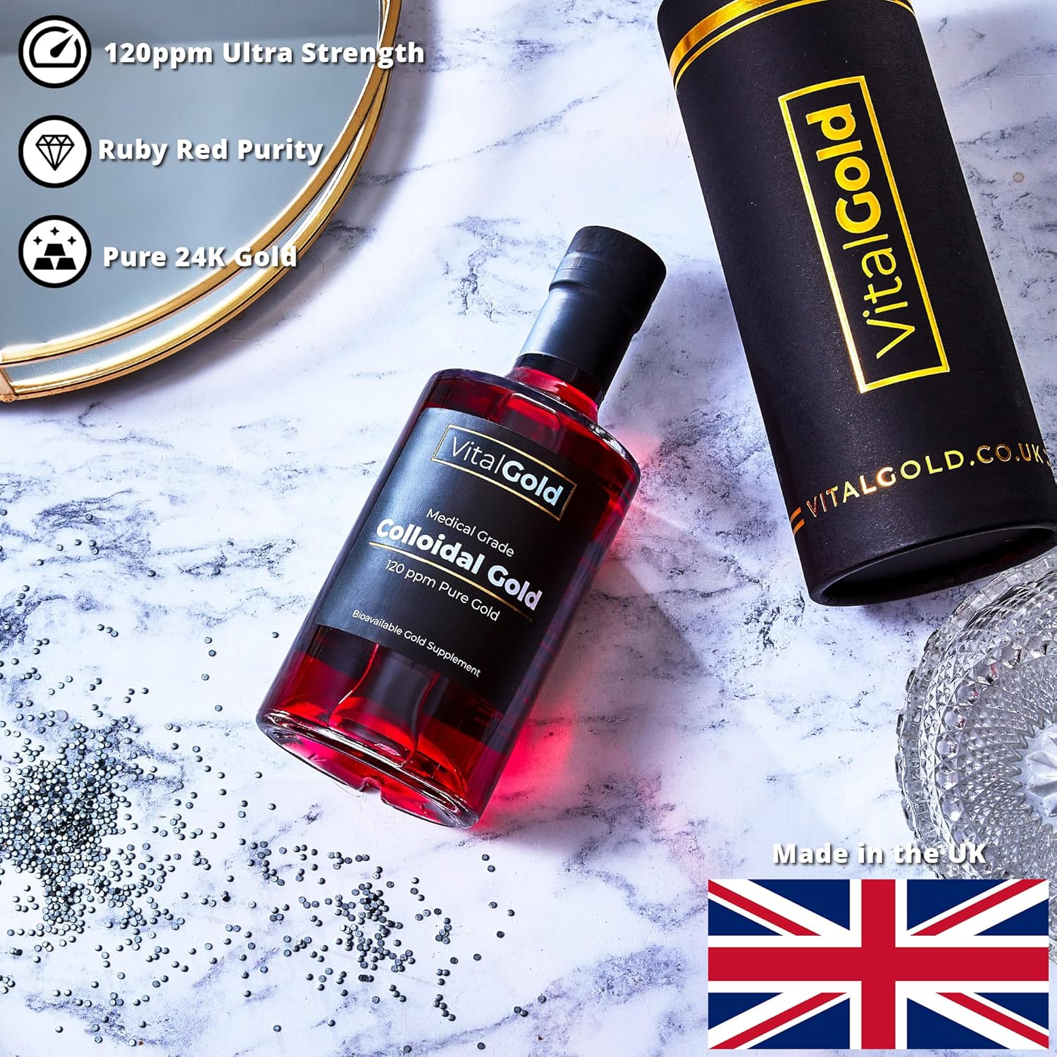 Ultra Strength 500ml Vital Gold Colloidal Gold Supplement - 120 PPM Formula for Optimal Health