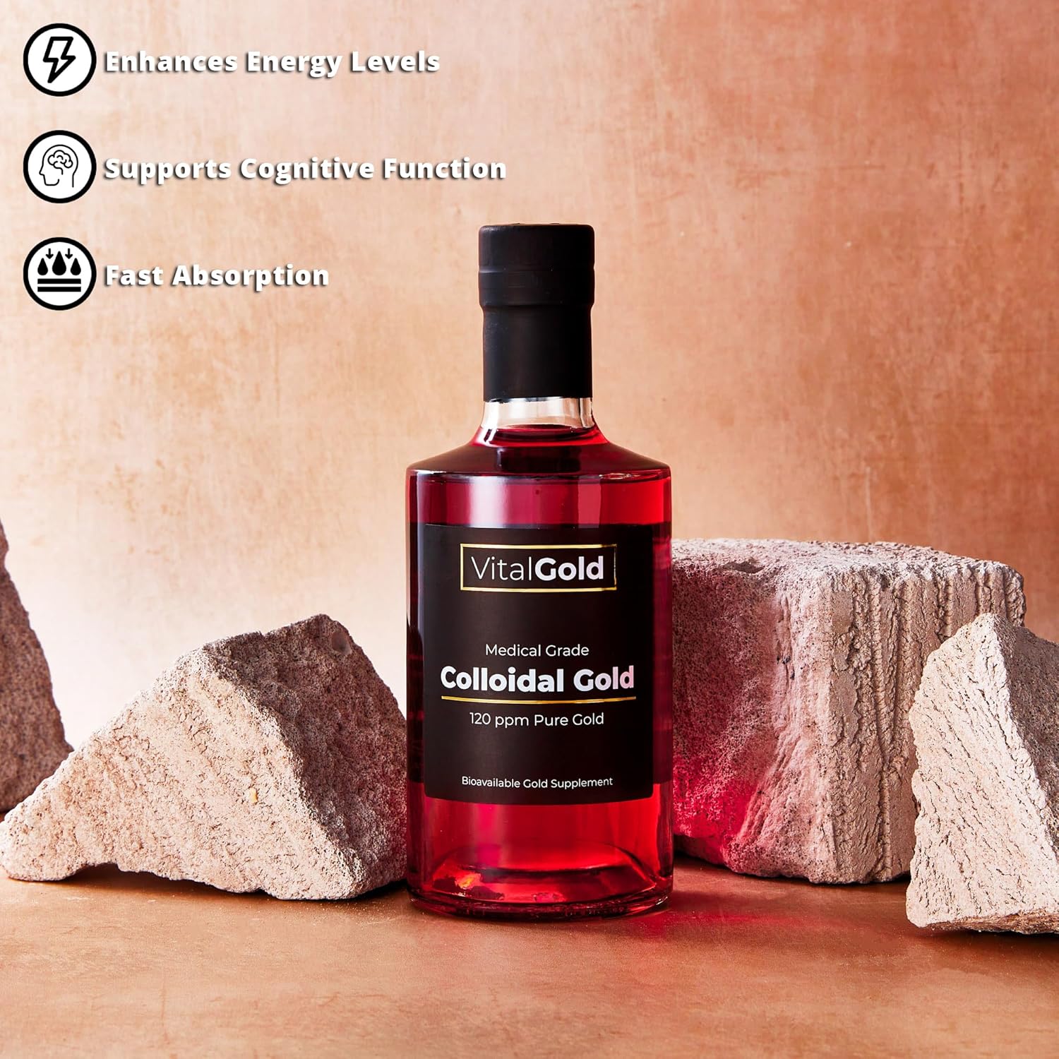 Ultra Strength 500ml Vital Gold Colloidal Gold Supplement - 120 PPM Formula for Optimal Health