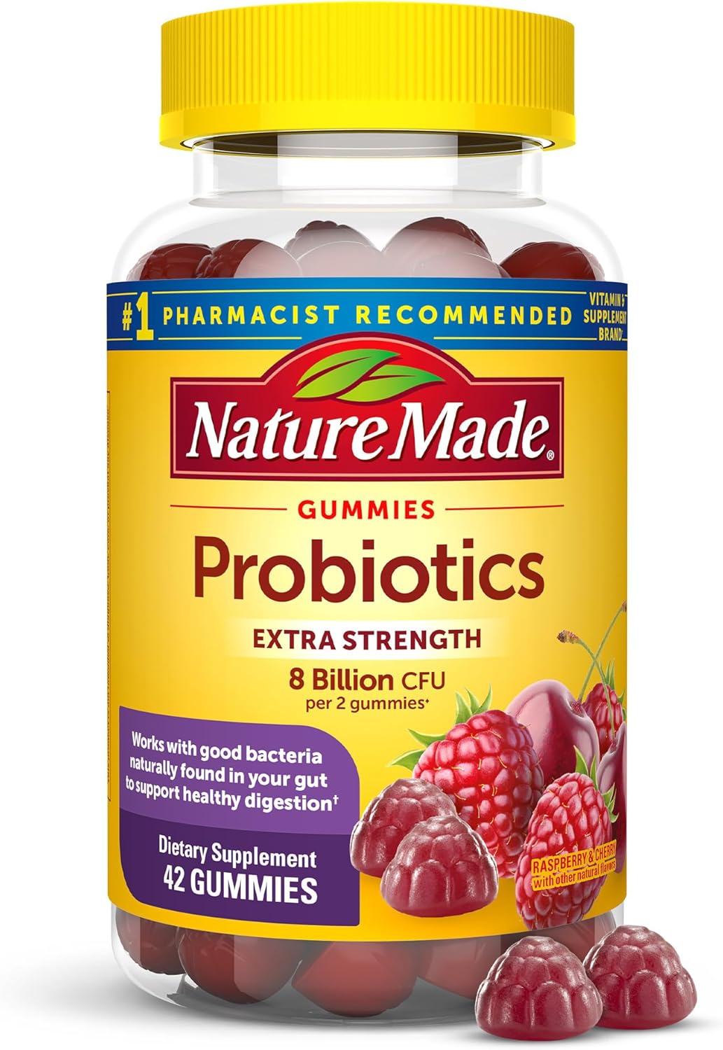 Ultra Strength Digestive Probiotic Gummies for Women and Men - 42 Gummies, 21 Day Supply